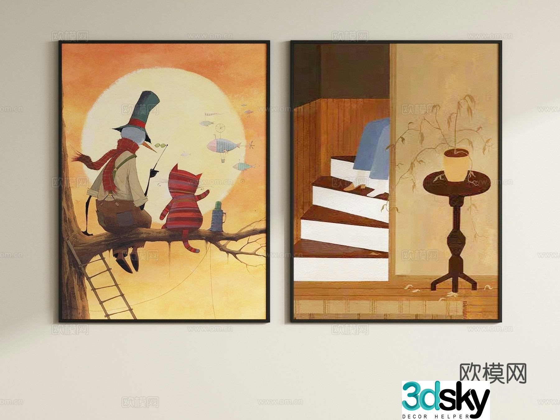 French cartoon hanging paintings children’s decorative paintings hanging paintings 3d model