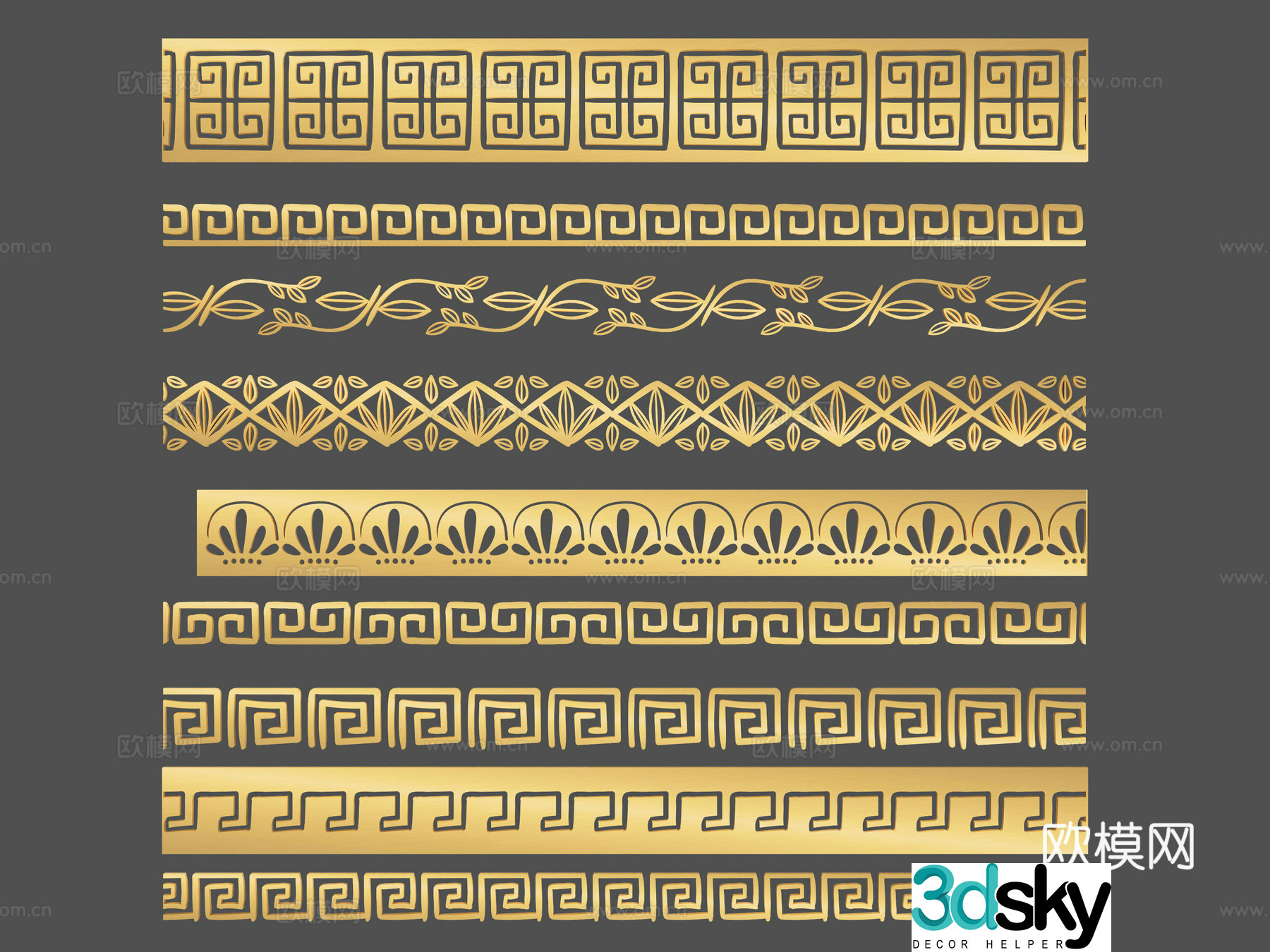 Chinese border pattern corner corner flower ruyi pattern lace 3d model