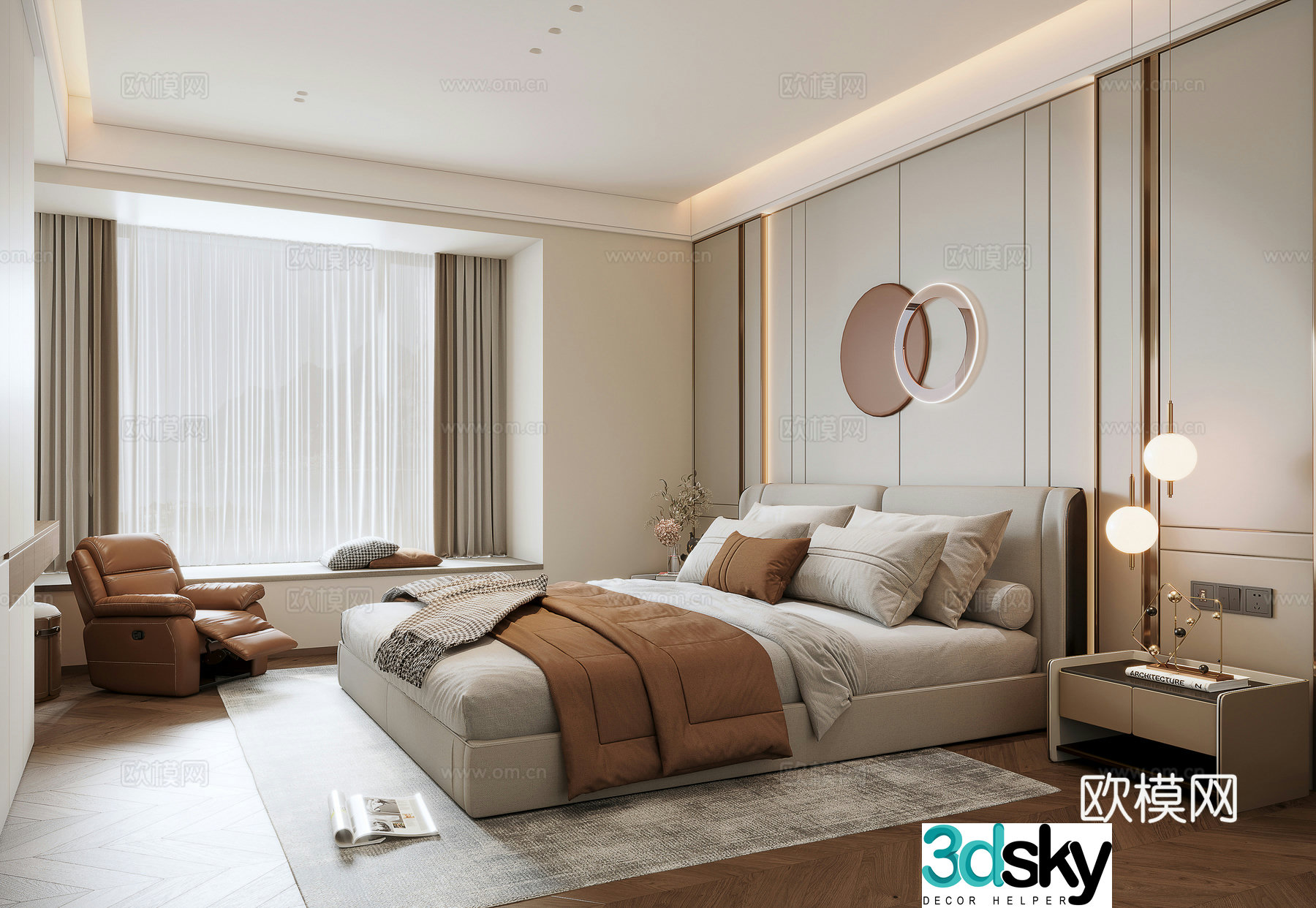 Light luxury bedroom master bedroom 3D model