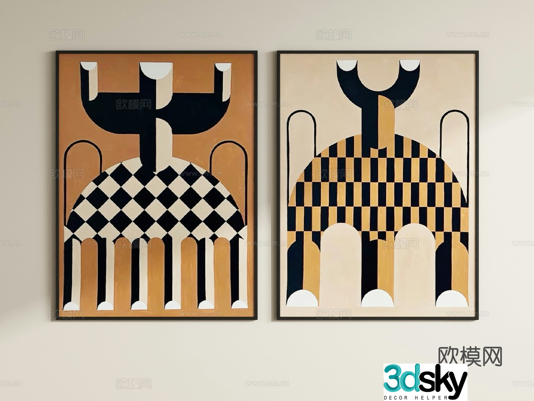 Middle-aged decorative paintings hanging paintings 3D model