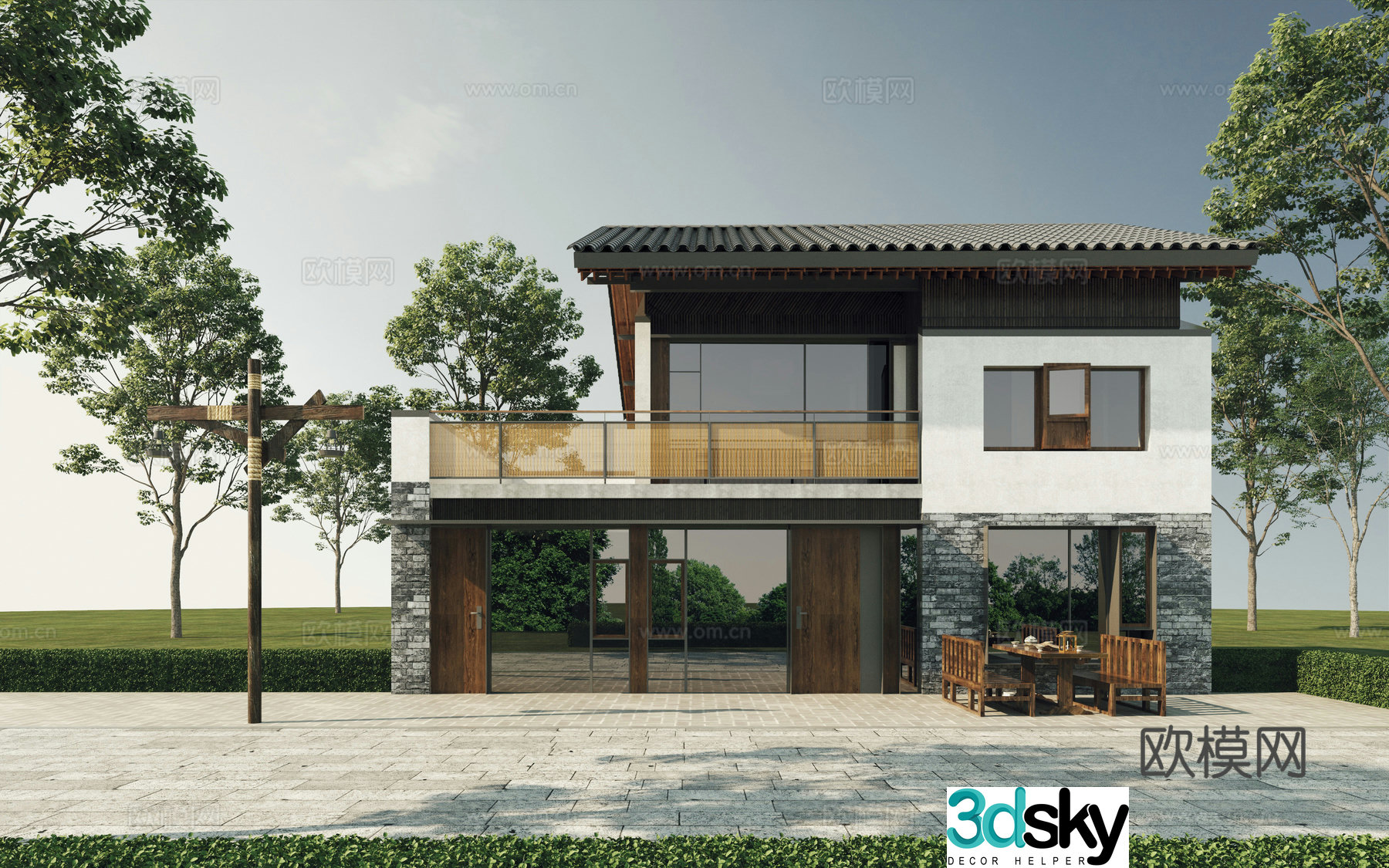 The appearance of the new Chinese house 3D model