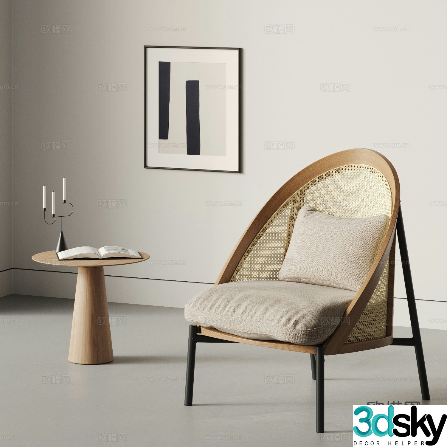 Wabiji rattan chair leisure chair 3d model