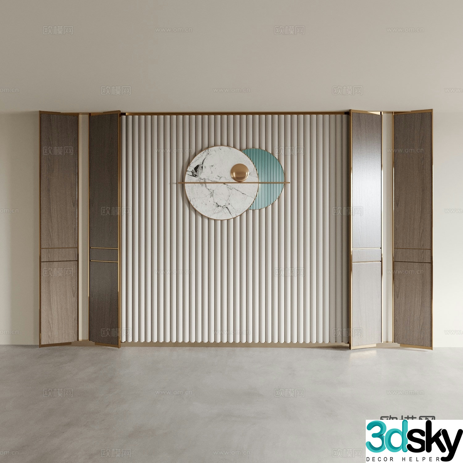 New Chinese style background wall bedside background wall 3d model