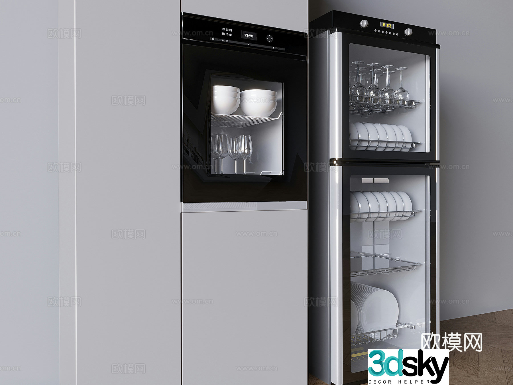 Smart disinfection cabinet dishes 3D model