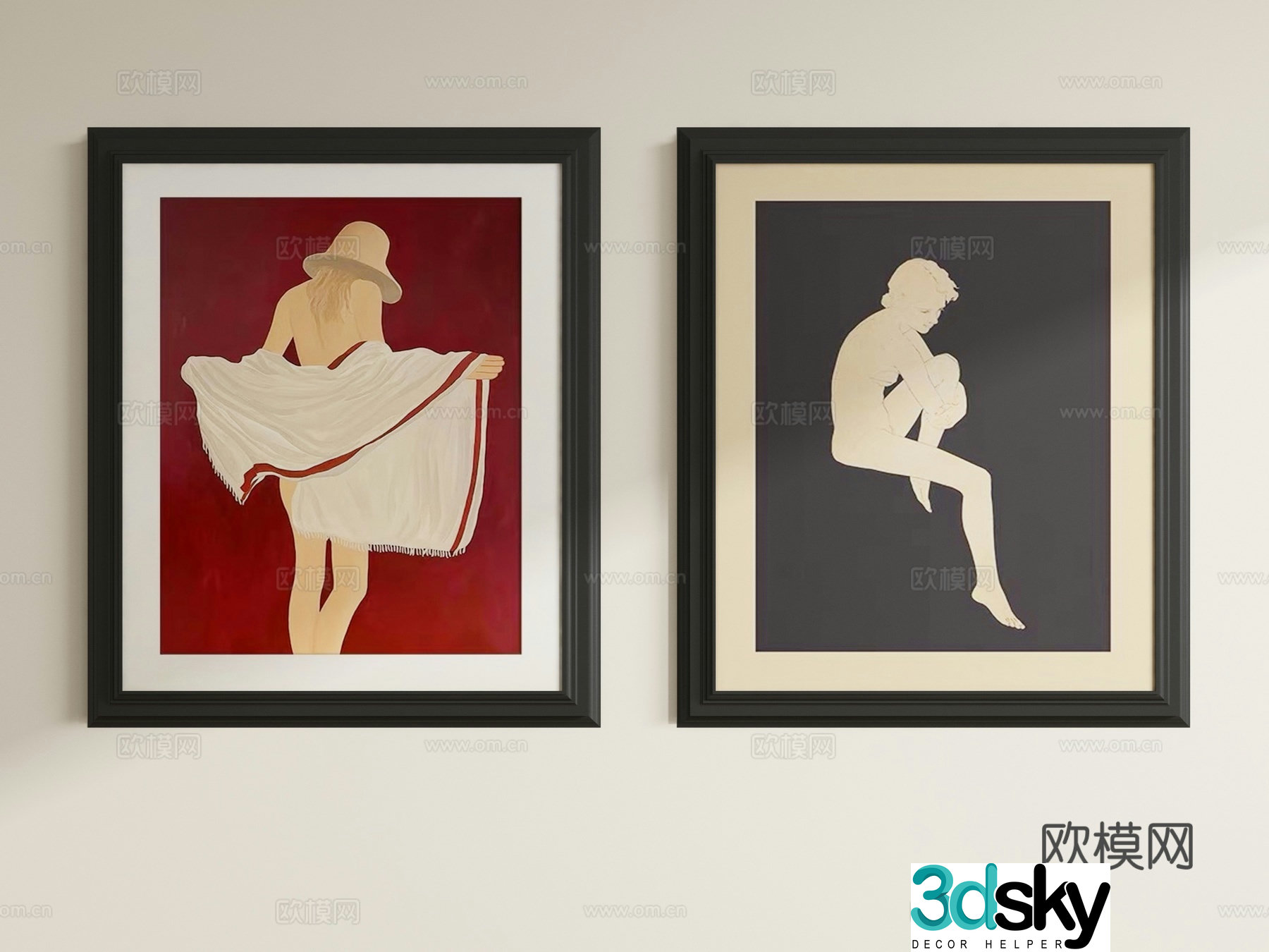 French abstract decorative painting hanging painting figure painting 3d model