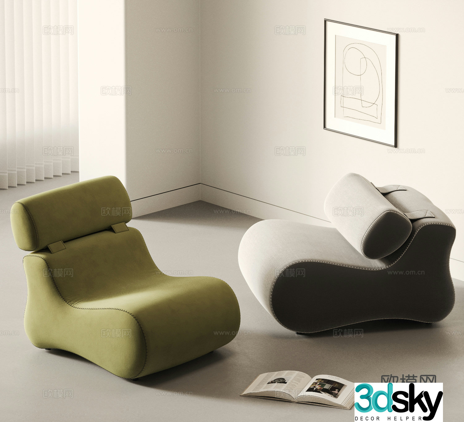 Modern single sofa casual sofa 3d model