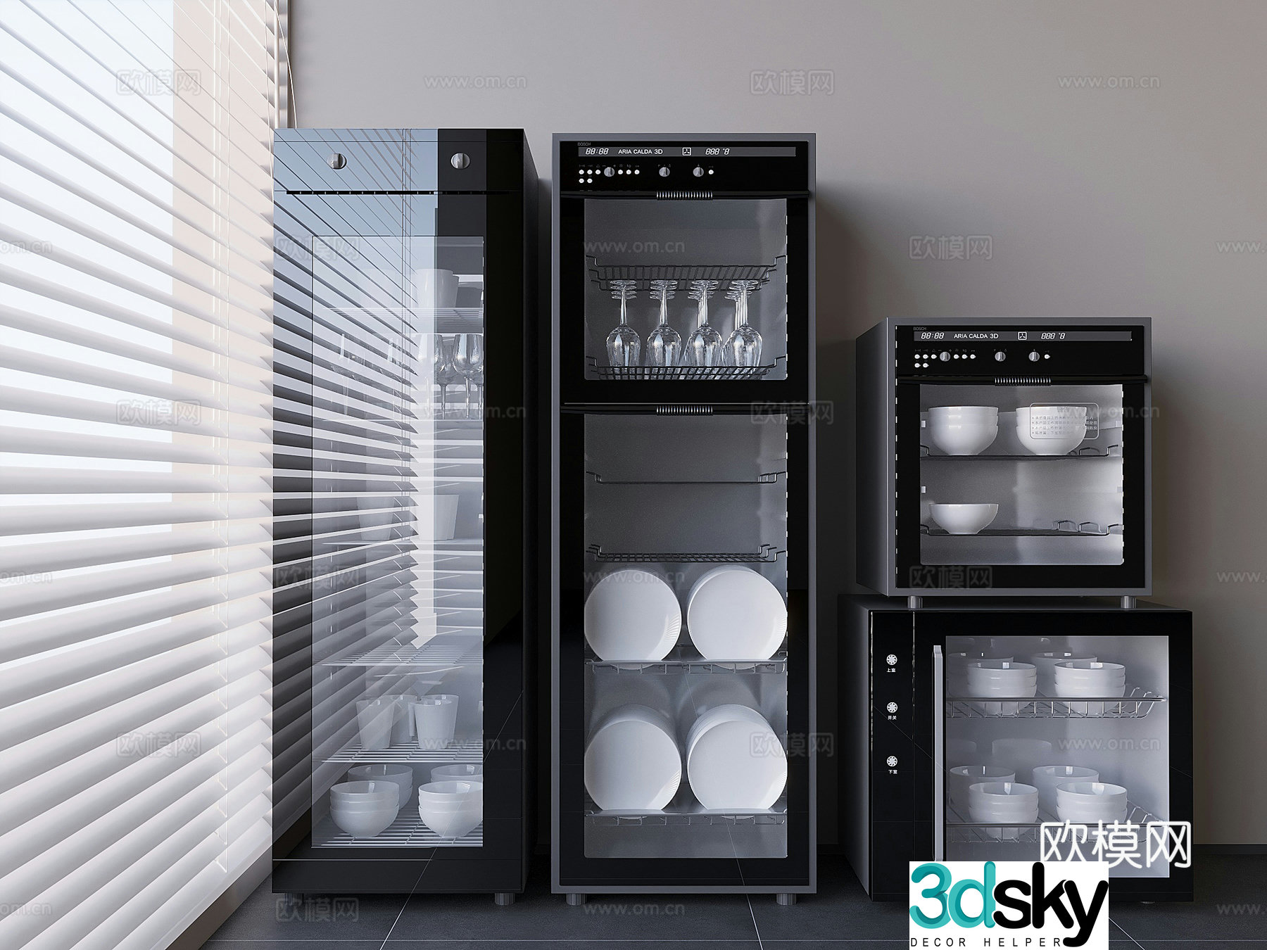 Intelligent disinfection cabinet dish embedded vertical disinfection cabinet 3D model