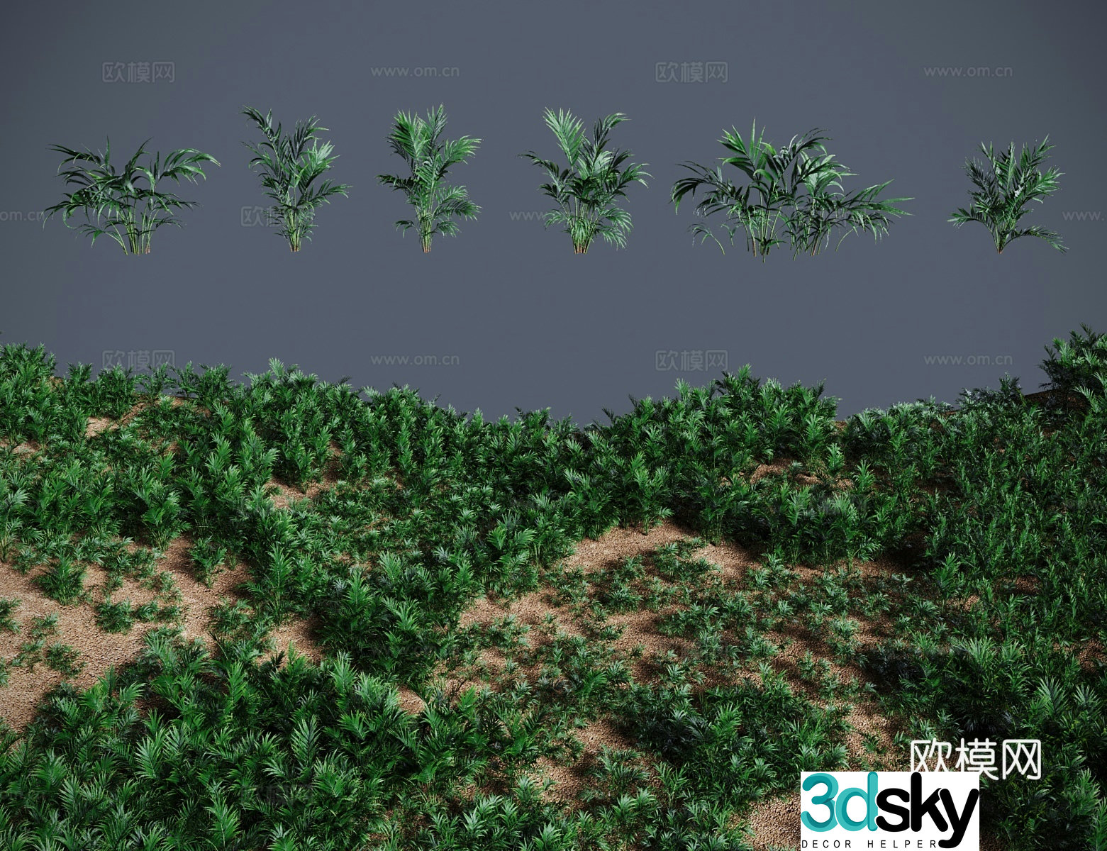 Modern landscape tree shrub flat leaf brown 3d model