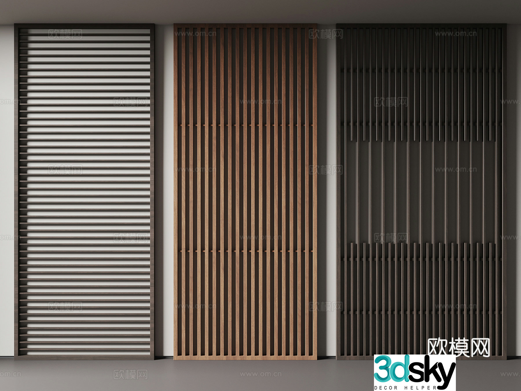 New Chinese style partition Wooden partition Grille 3D model