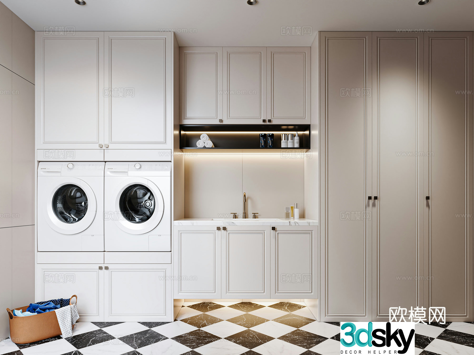French housekeeping room laundry room 3d model