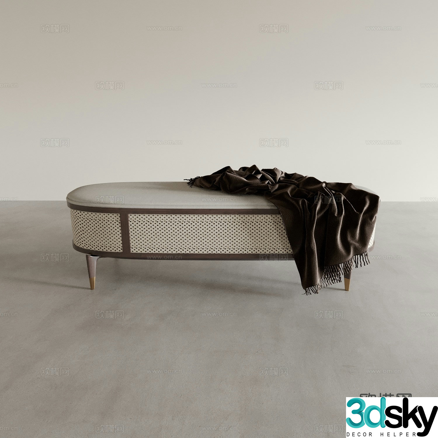 Rattan bed couch foot couch tail stool sofa bench bench 3d model