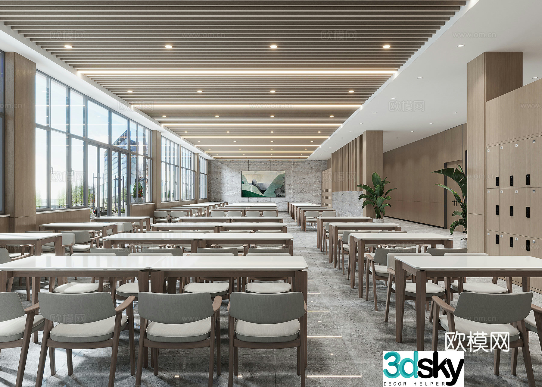 Modern cafeteria employee restaurant 3D model