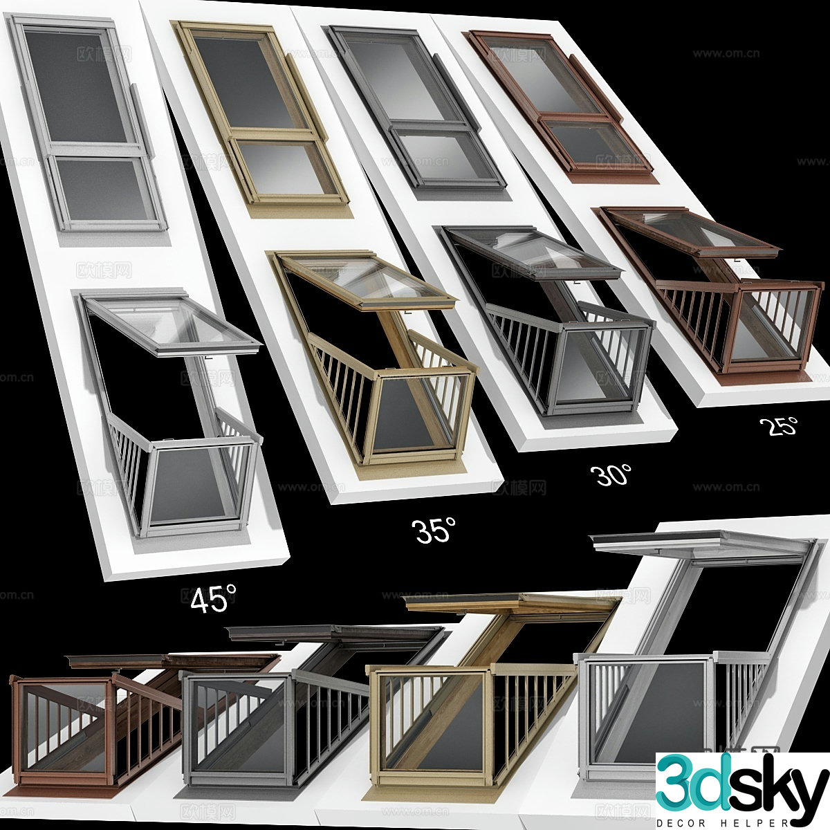 Modern roof skylight 45 degree skylight 3D model