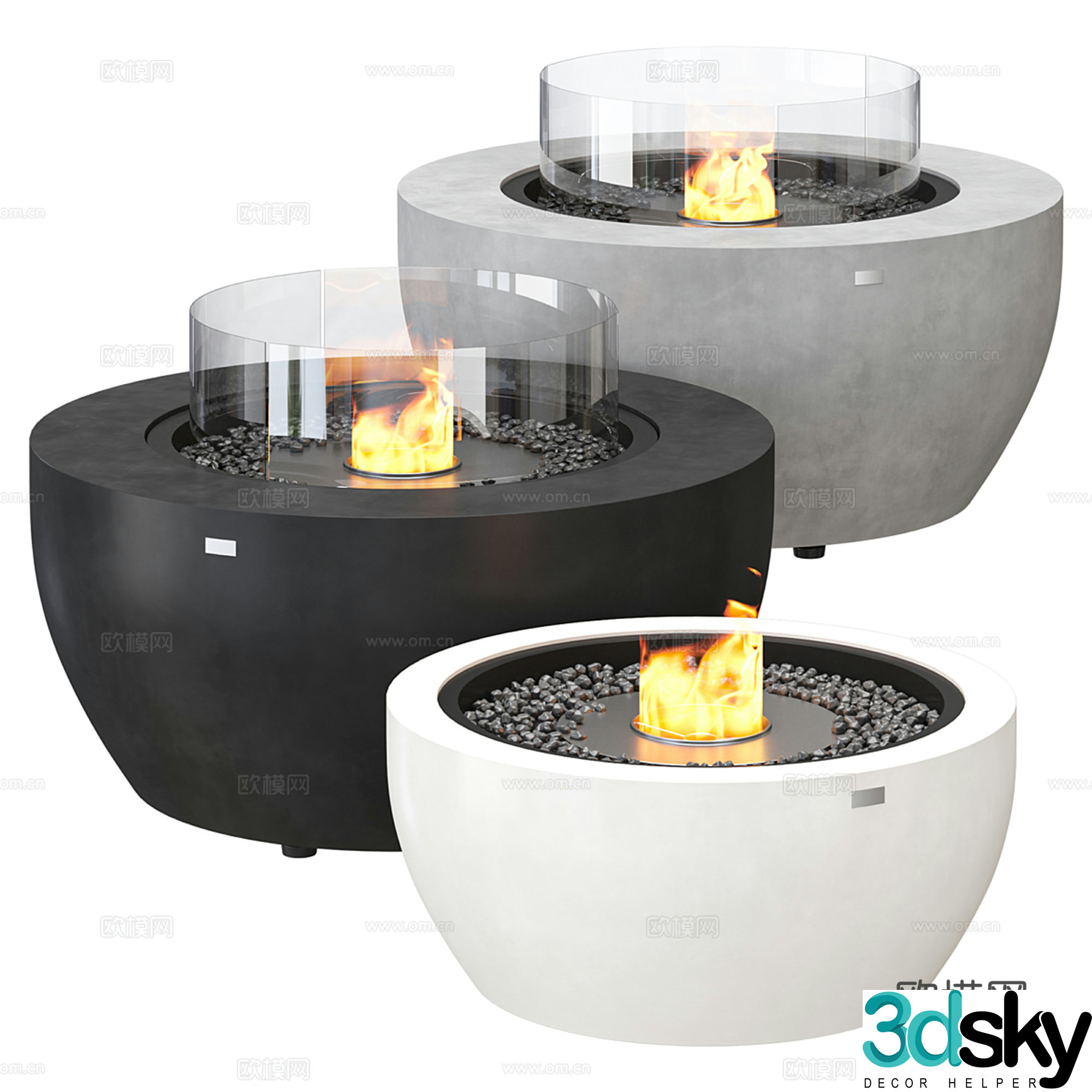 Modern circular fireplace Stove 3d model