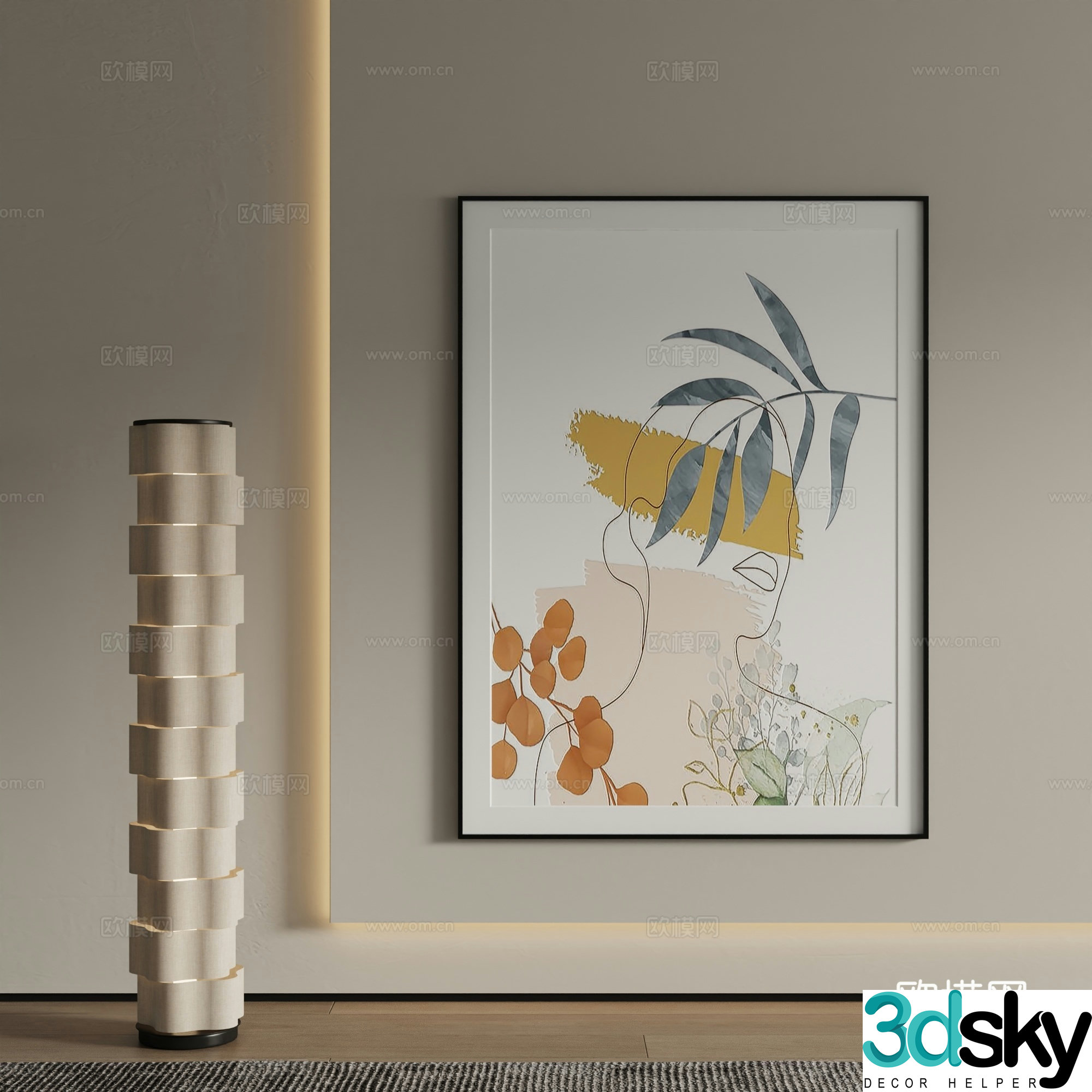 Modern decorative painting Abstract figure painting 3d model