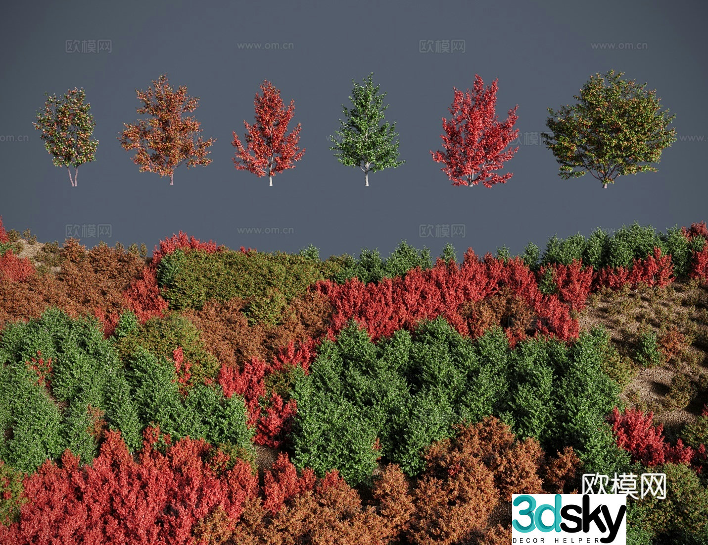 Modern landscape tree shrub purple stem small tree hat orchid monkey light sandalwood 3D model