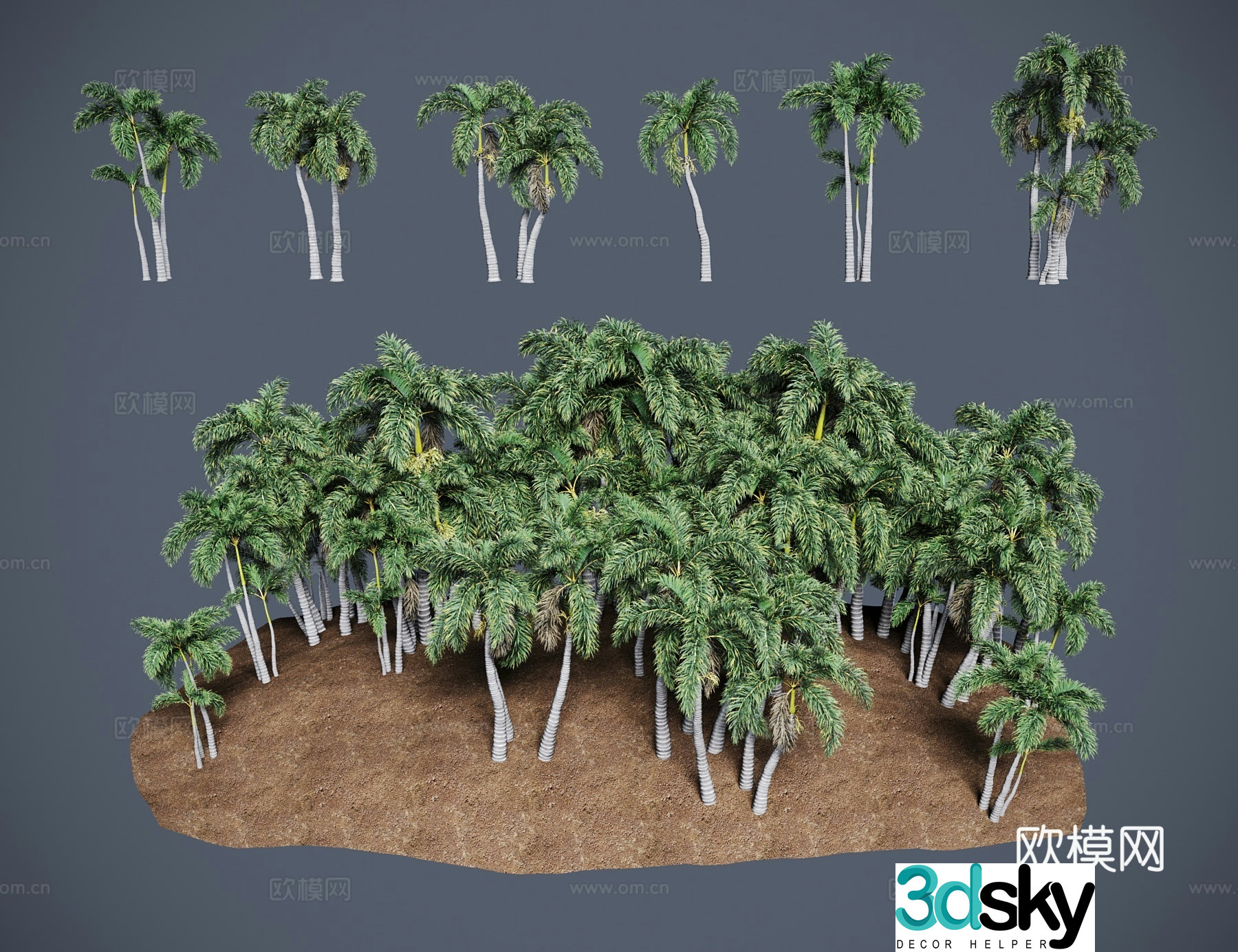 Modern landscape tree fox tail coconut fox coconut two branches brown 3d model