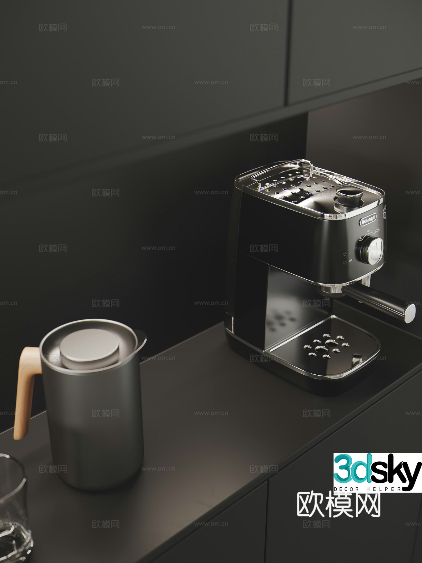 Modern coffee machine stainless steel kettle 3D model