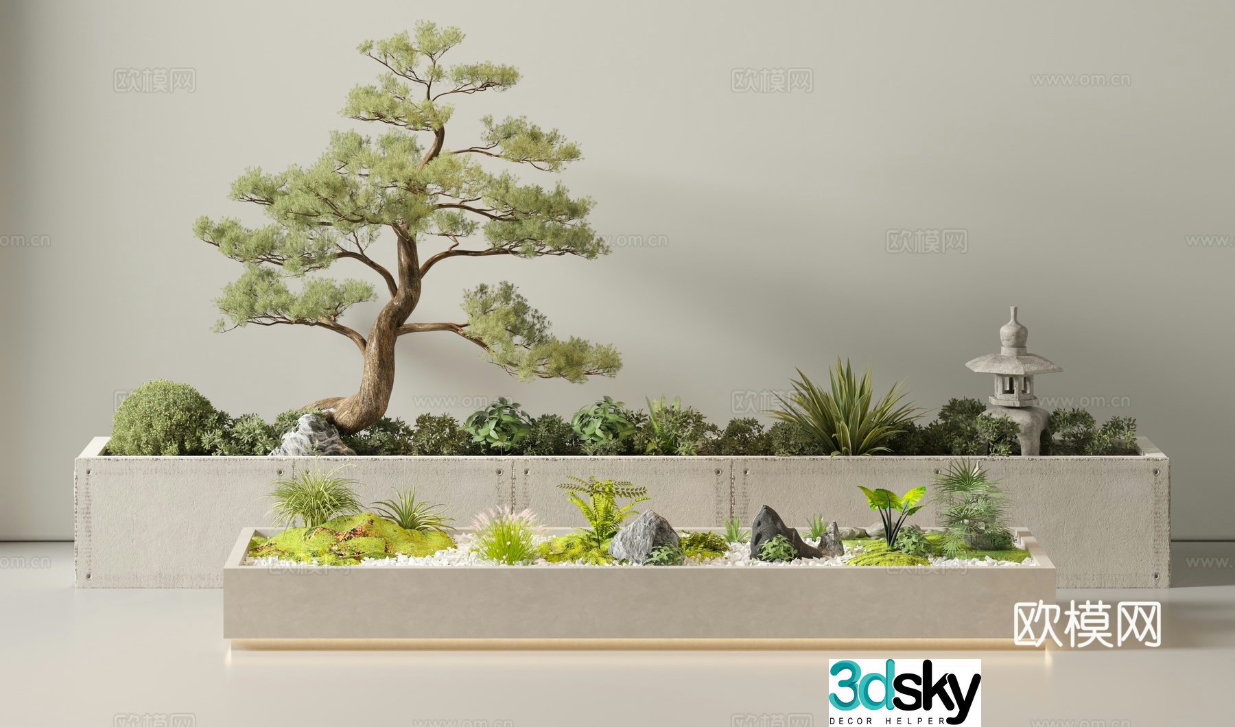 New Chinese landscape landscaping plant pile 3D model