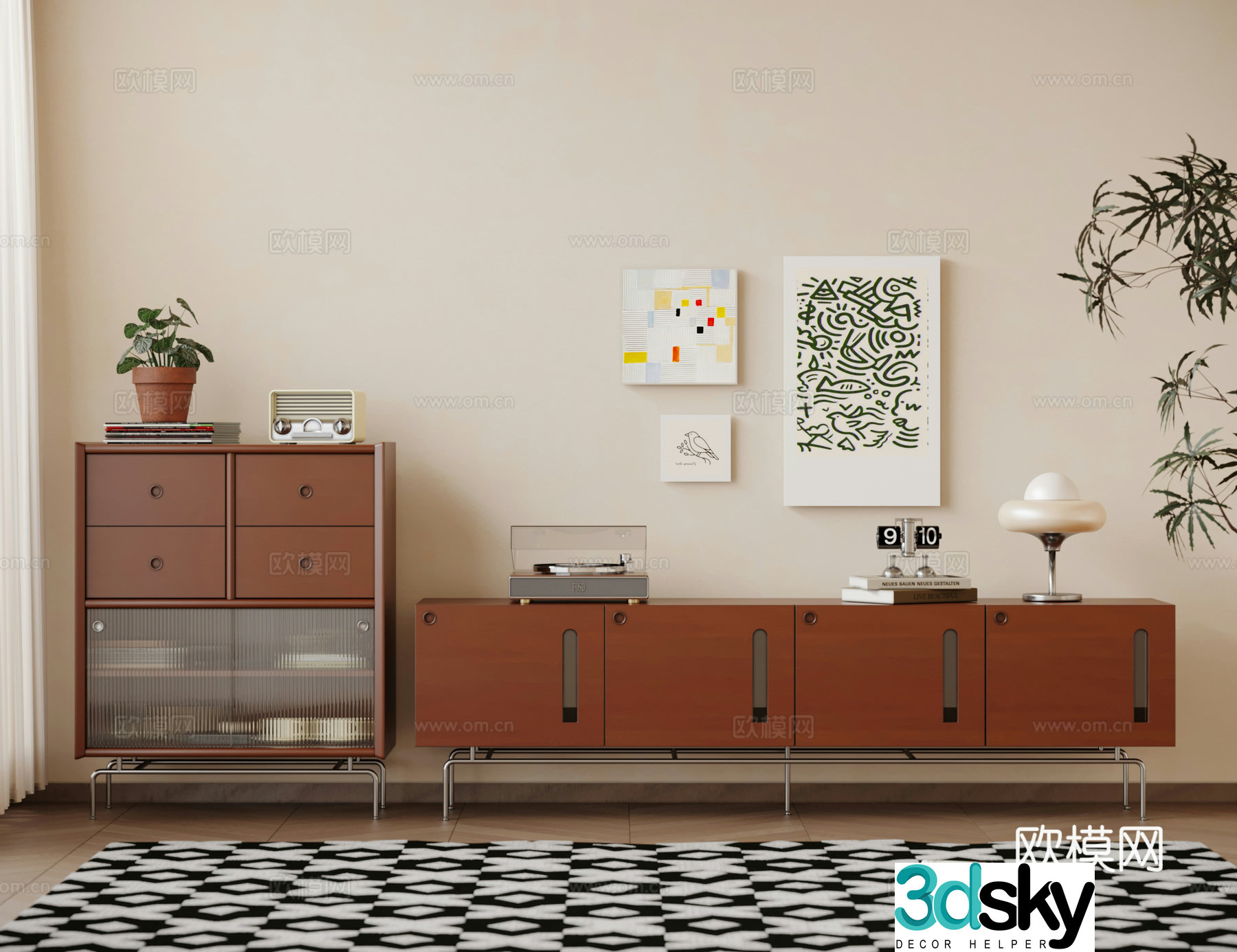 Middle-aged TV cabinet 3D model