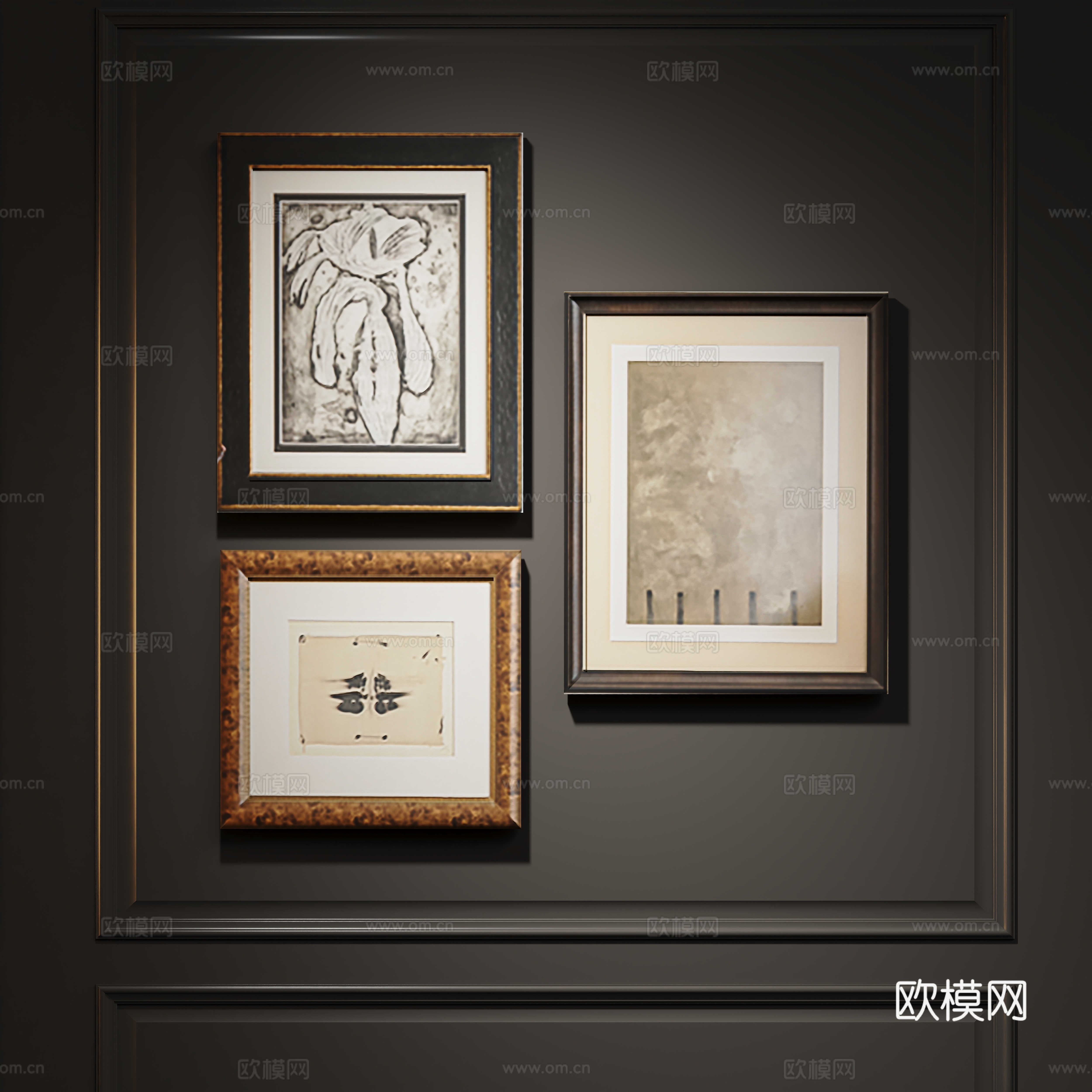 Middle-aged decorative painting combination painting 3D model