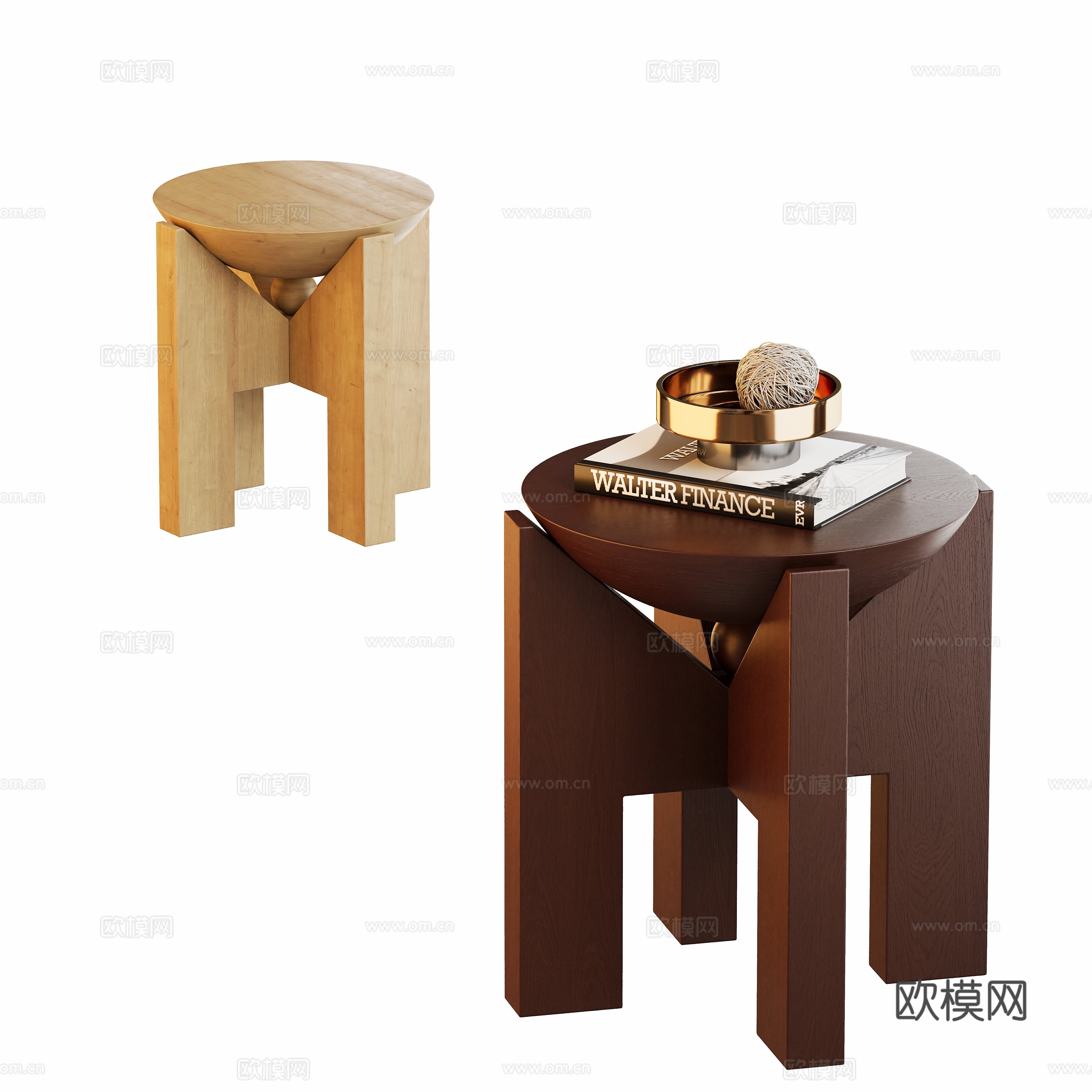 Middle-aged round table angle table side table 3D model