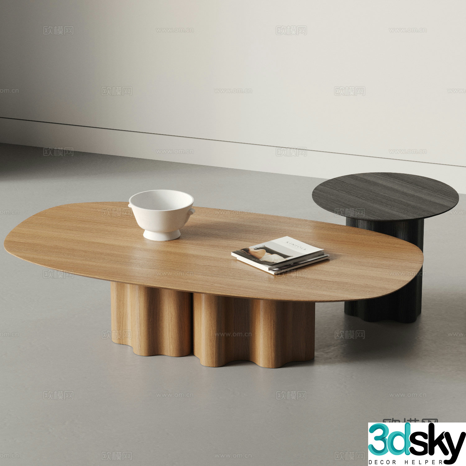 Nordic wooden coffee table mother-child coffee table 3D model