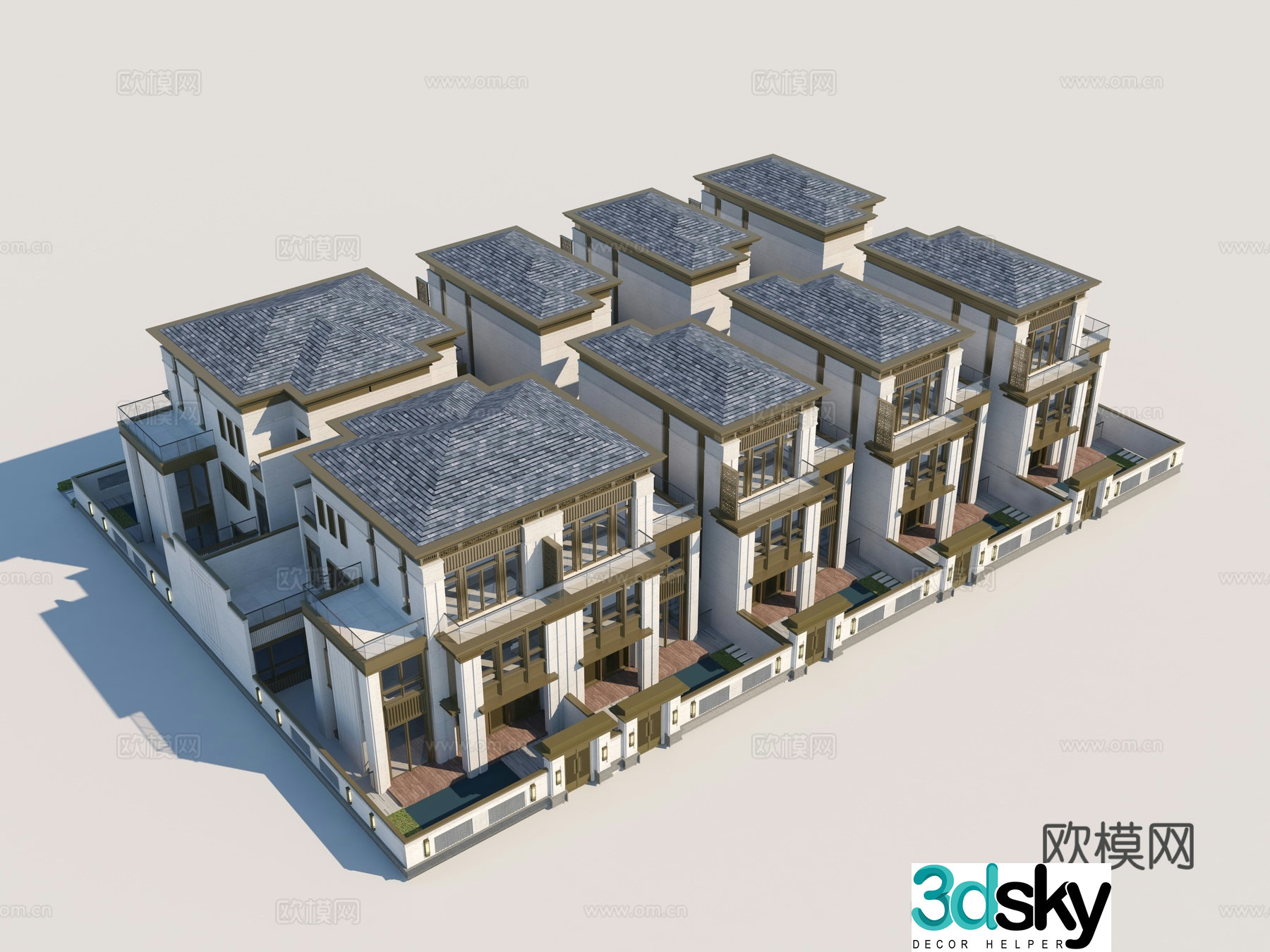 New Chinese style townhouse single building 3D model