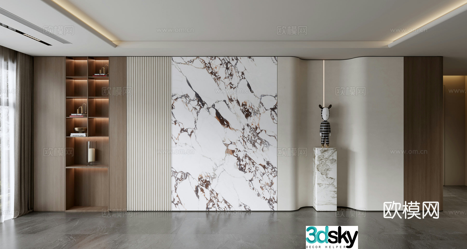 Modern sofa background wall 3d model