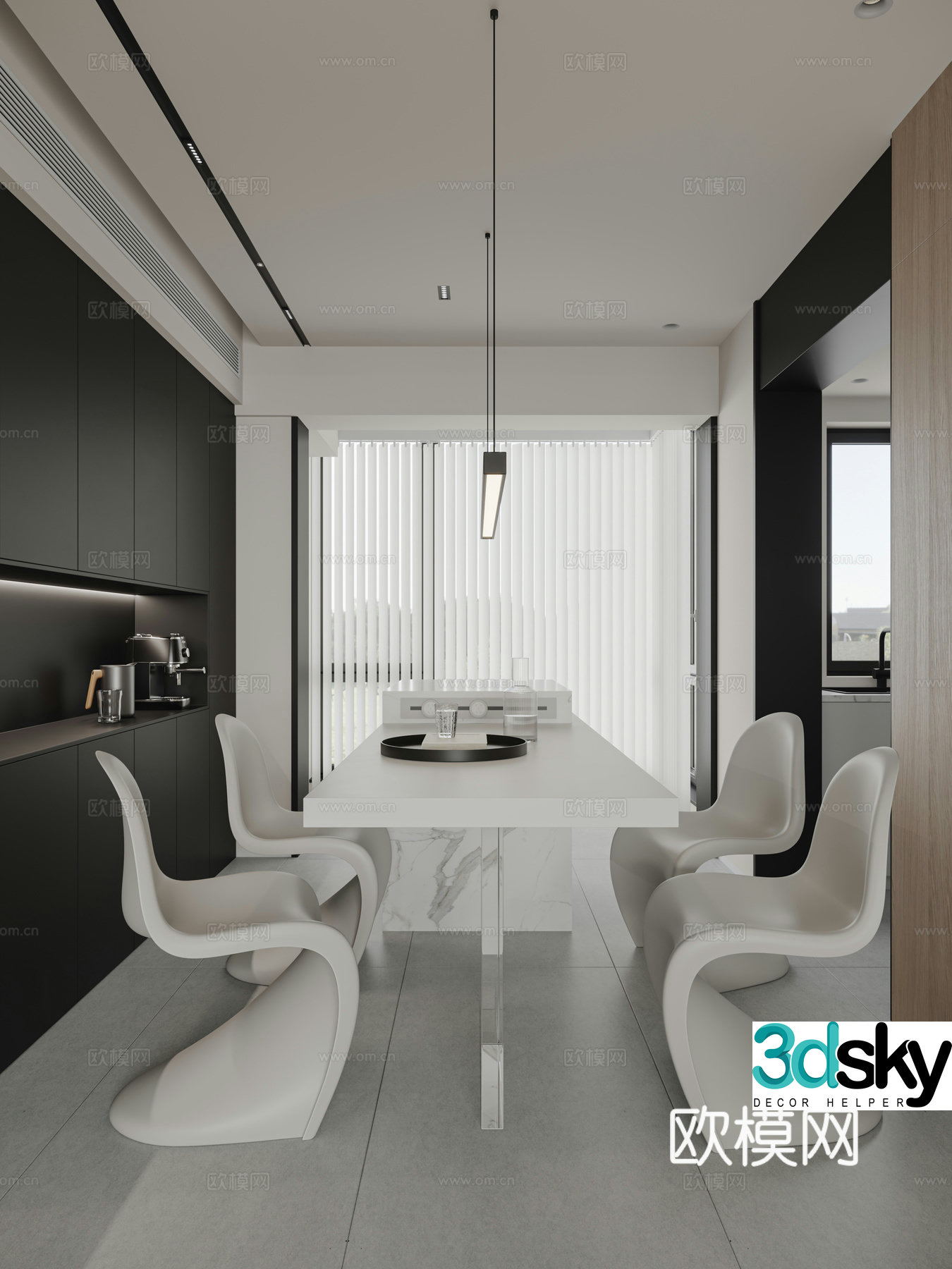 Premium gray restaurant 3d model