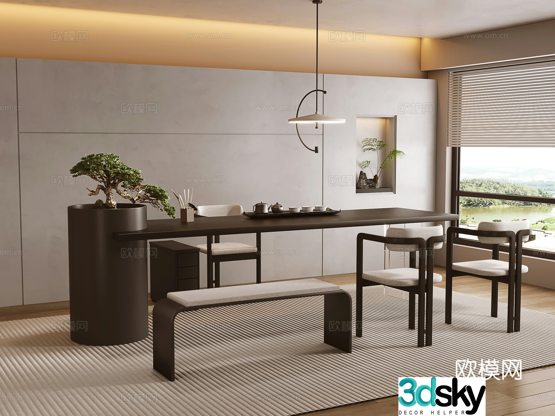 Italian minimalist tea table tea table 3D model