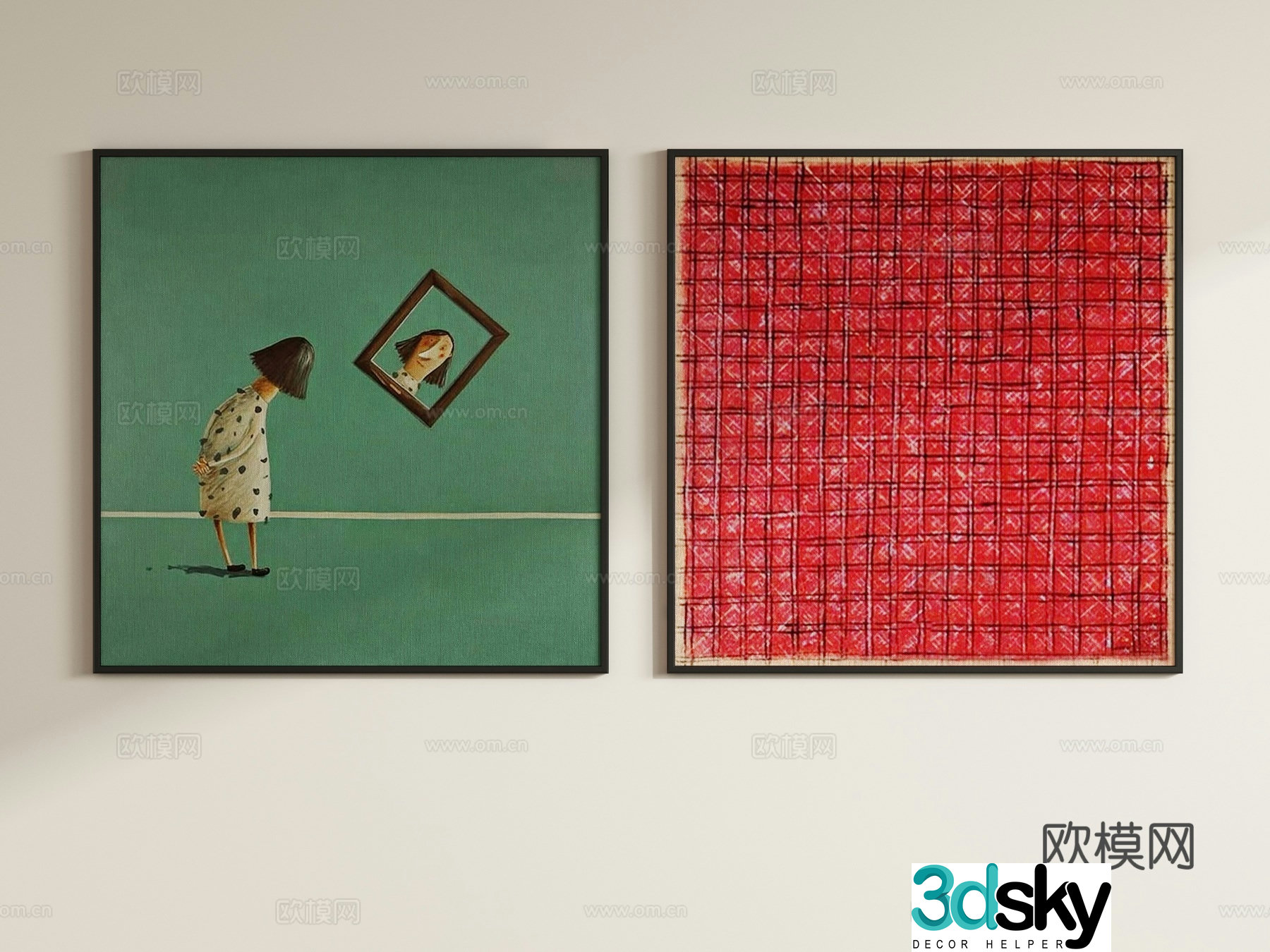 Modern cartoon painting decorative painting hanging painting 3d model