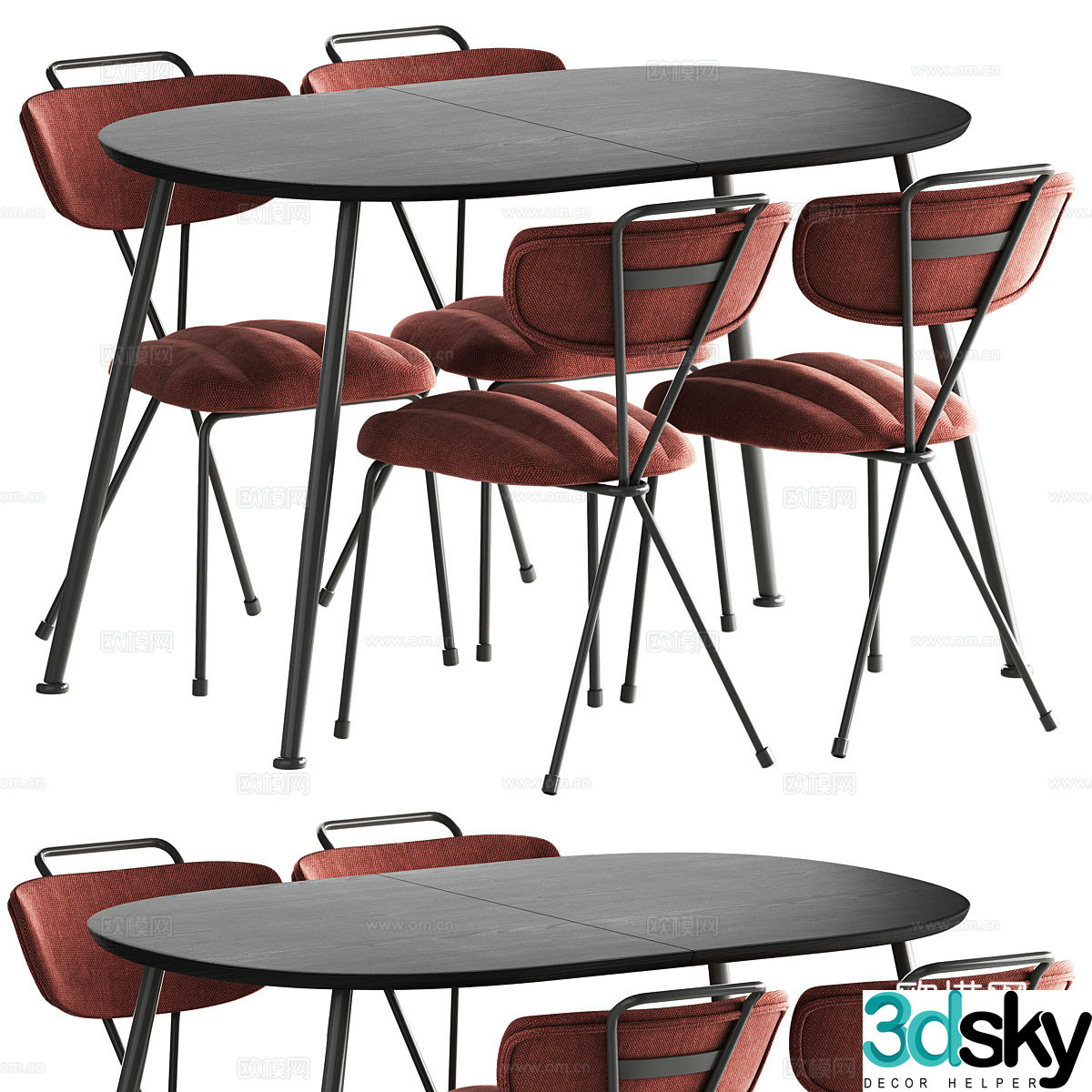 Italian casual table and chair negotiation table and chair 3D model