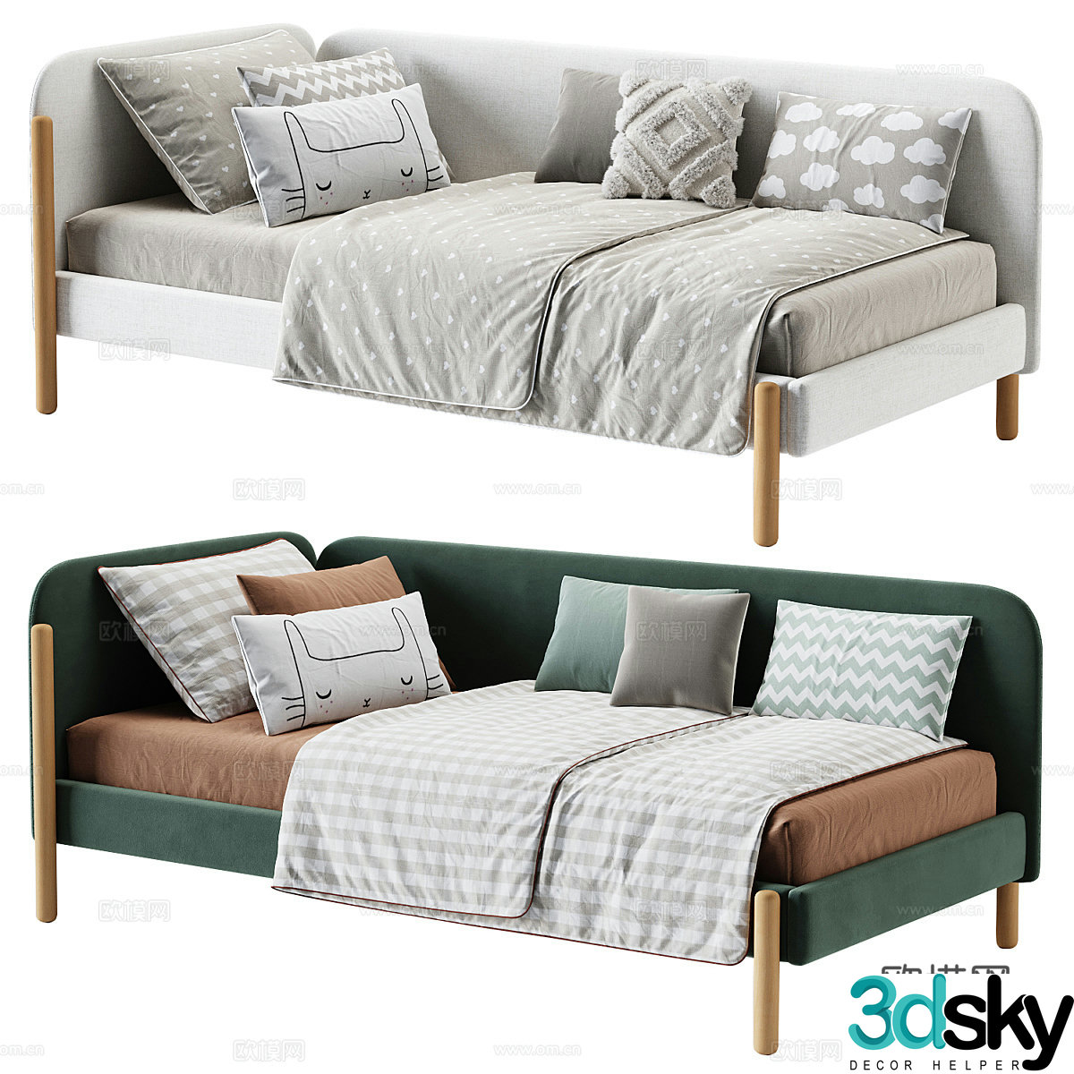 Modern children’s bed sofa bed 3d model