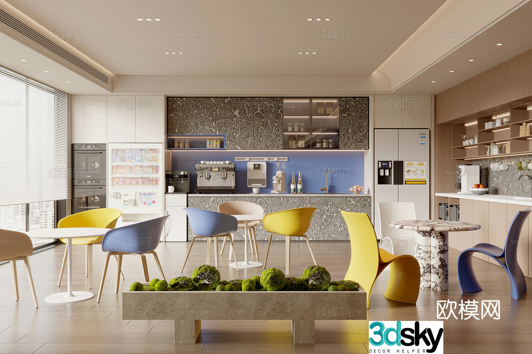Modern office pantry 3d model