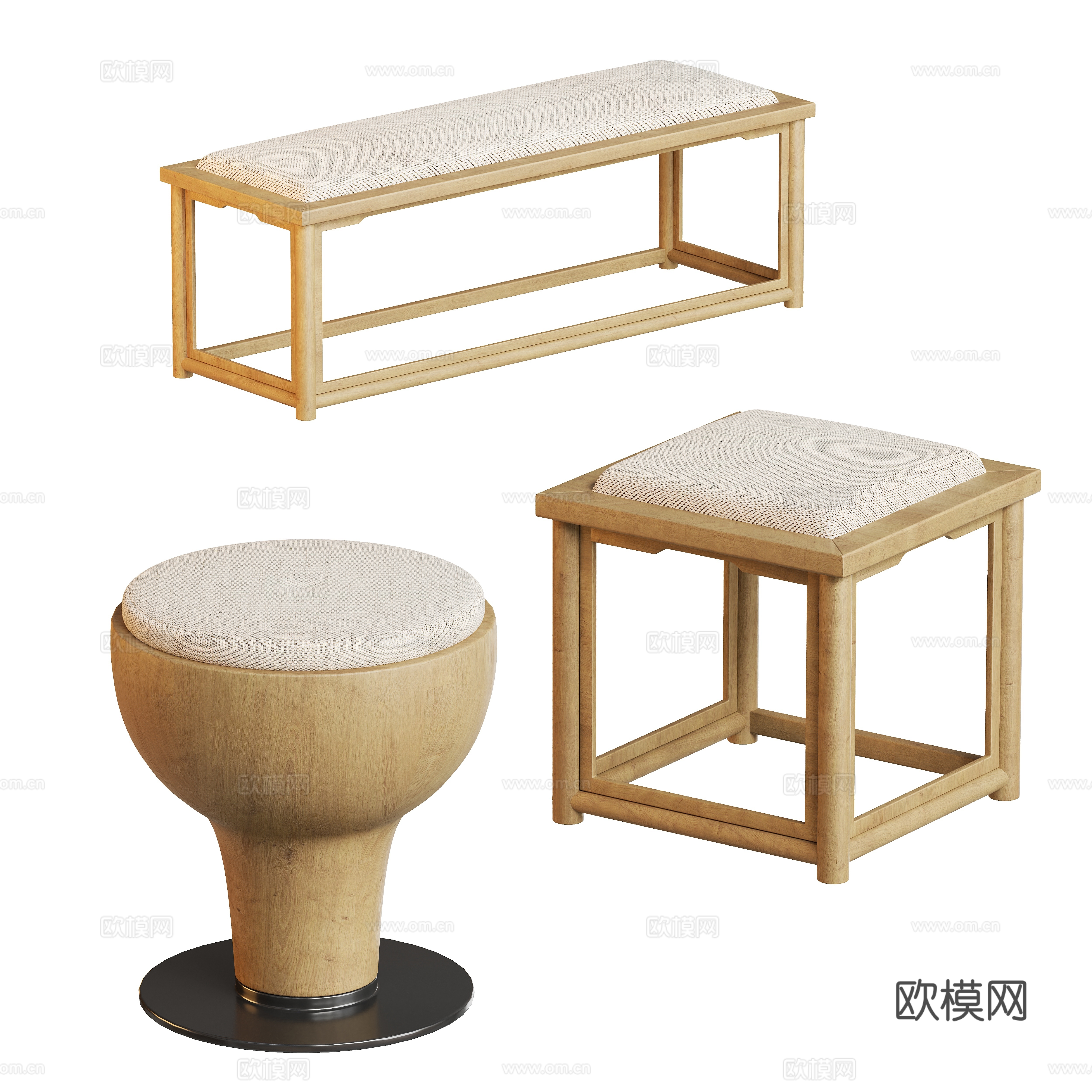 Log round bench bench 3d model