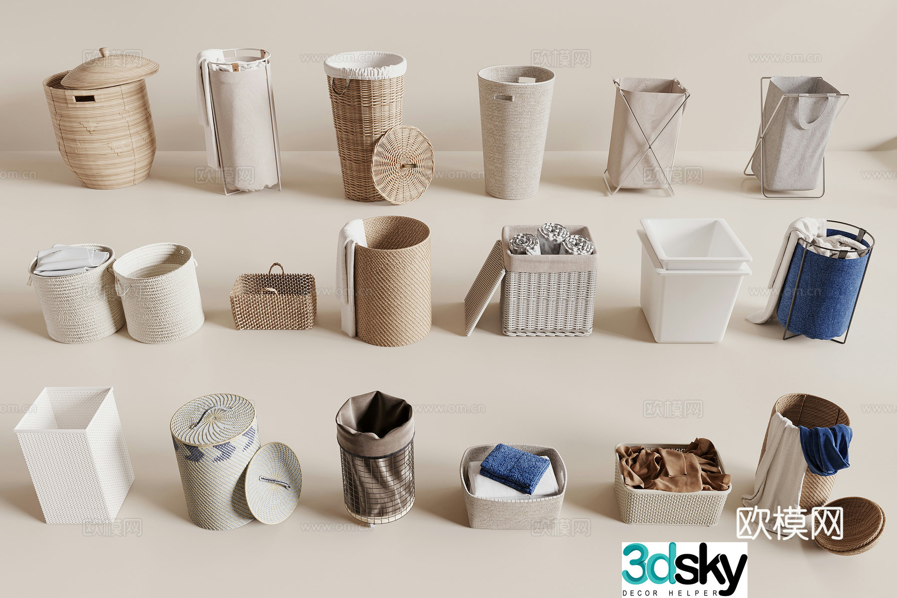 Modern storage basket Storage basket Dirty clothes basket 3D model