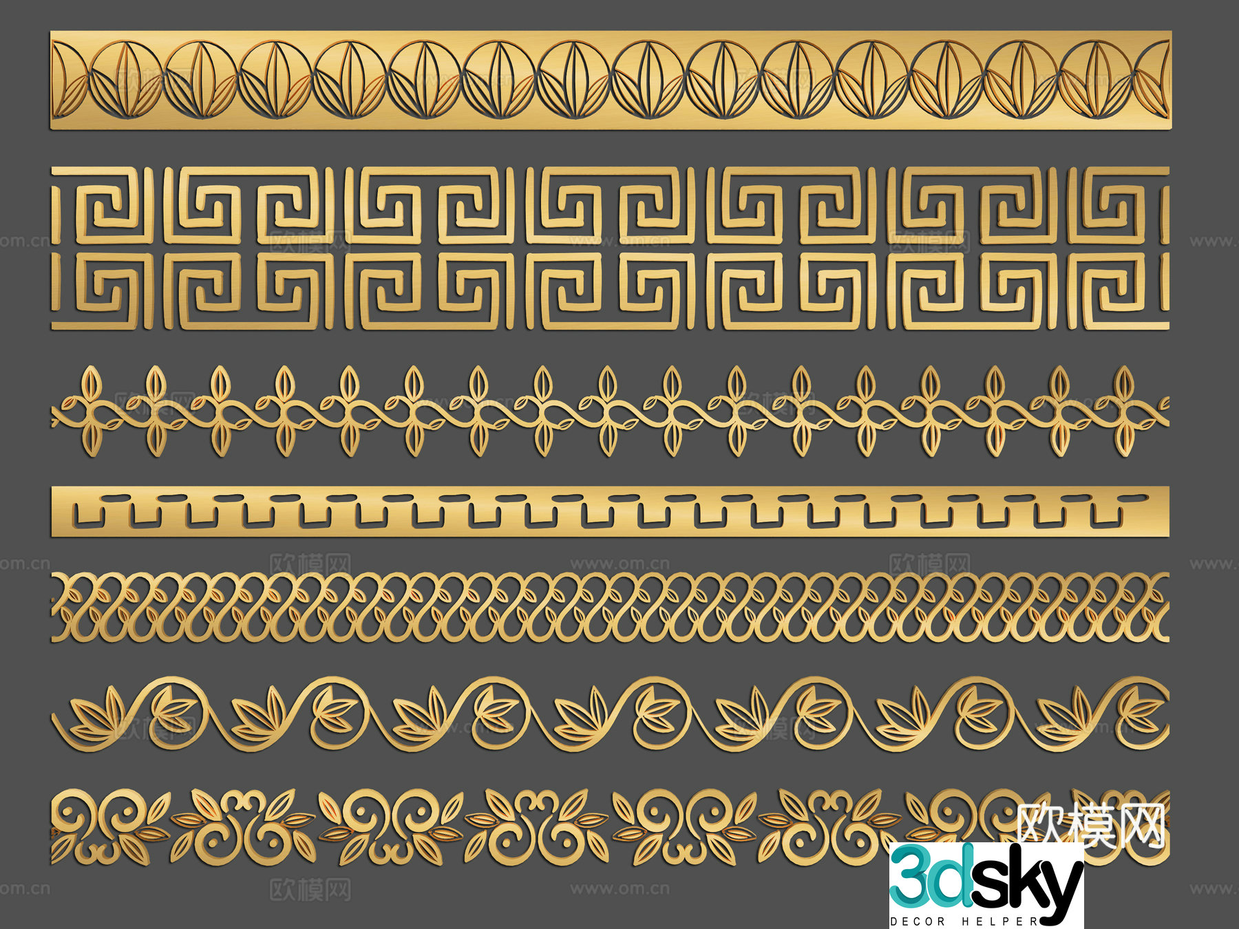 Chinese border pattern corner corner flower ruyi pattern lace 3d model