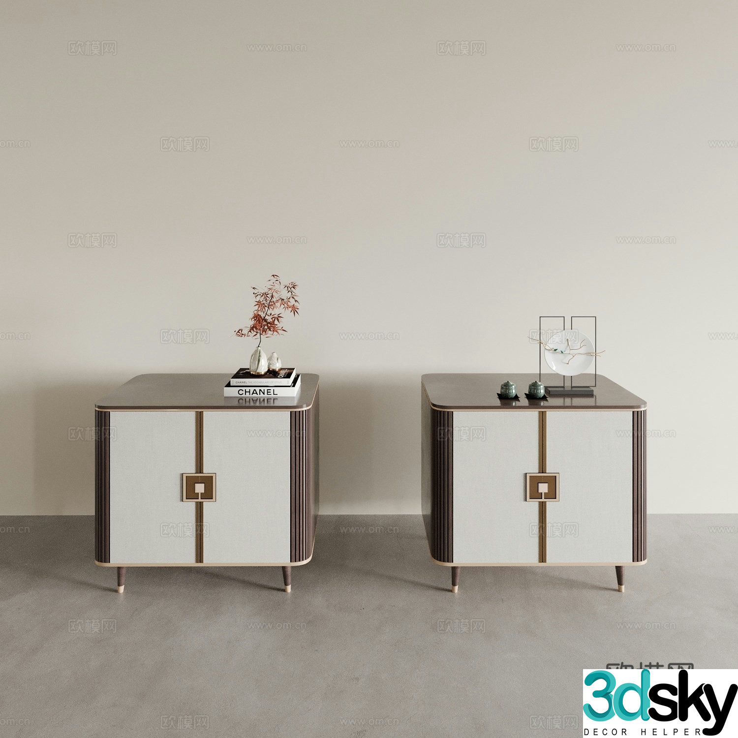 New Chinese bedside table standing cabinet cabinet 3D model