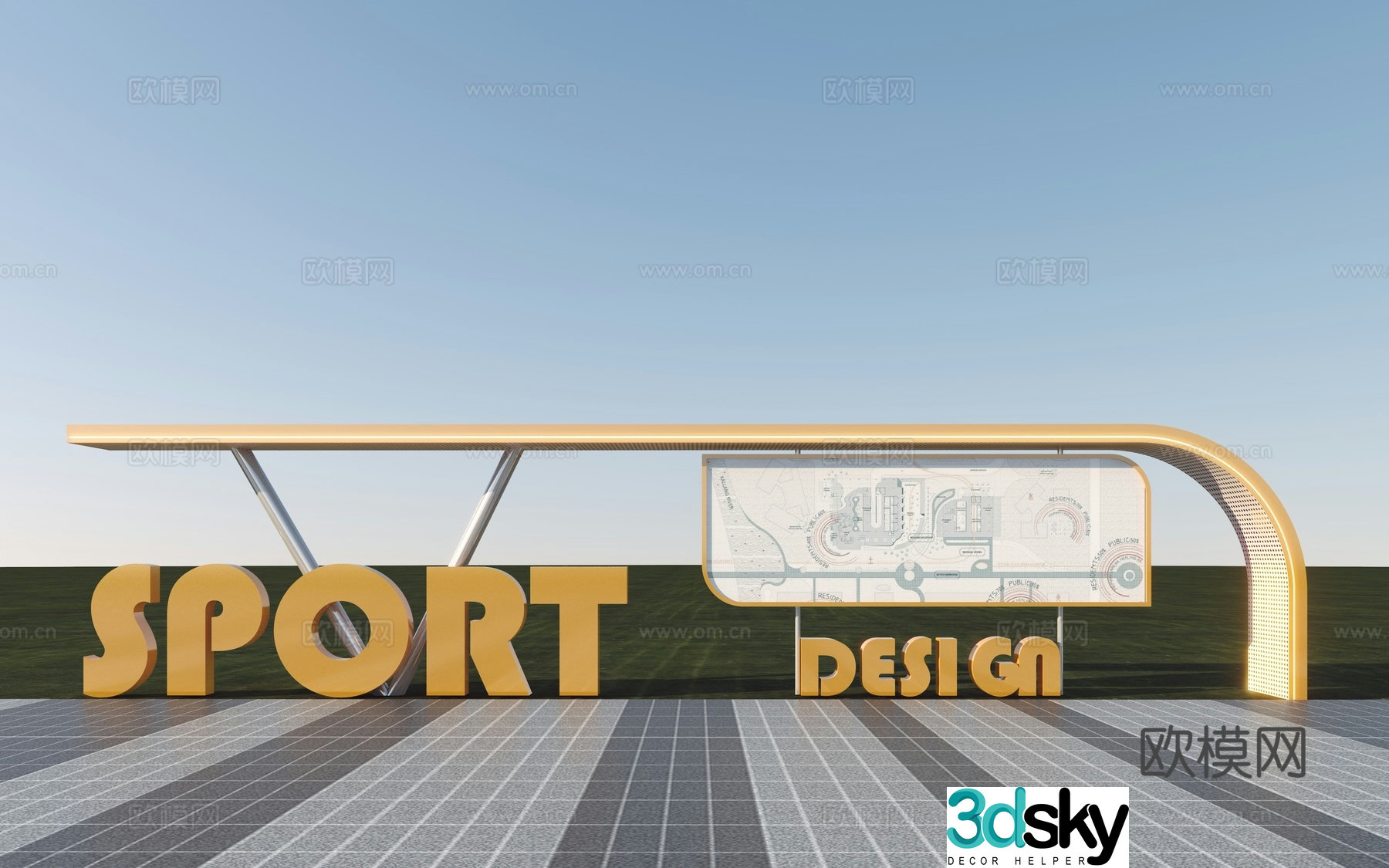 Modern landscape sculpture outdoor sketch internet celebrity check-in point 3D model