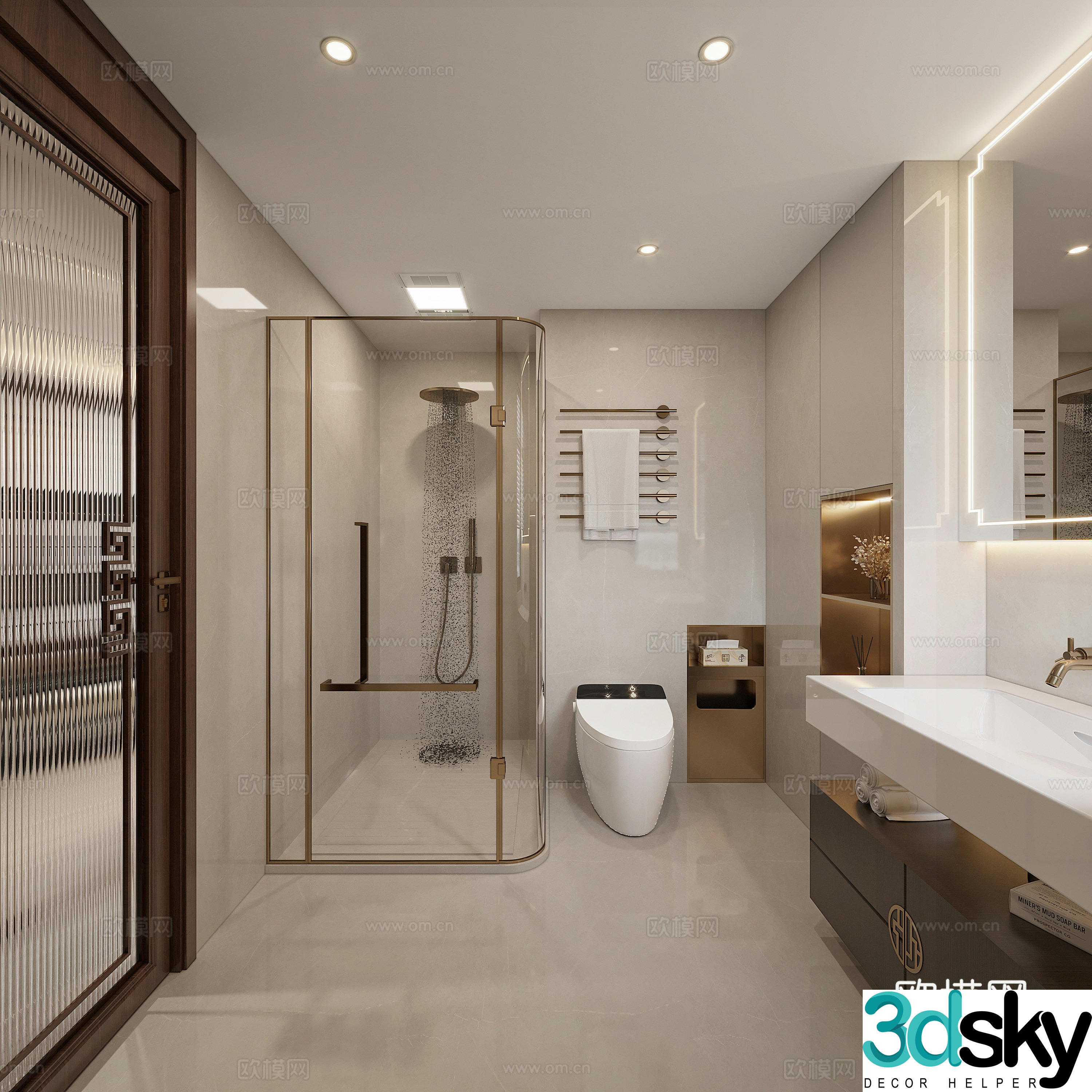 Modern bathroom bathroom shower room 3d model