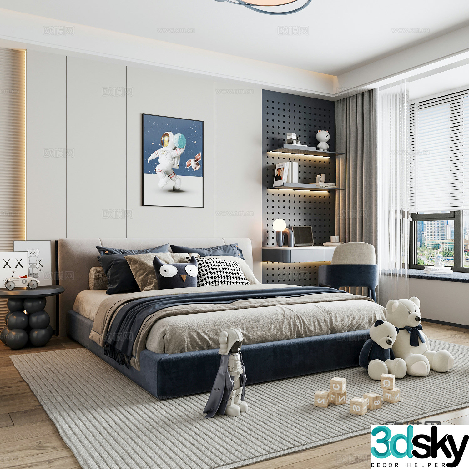 Modern children’s room boy’s room 3d model