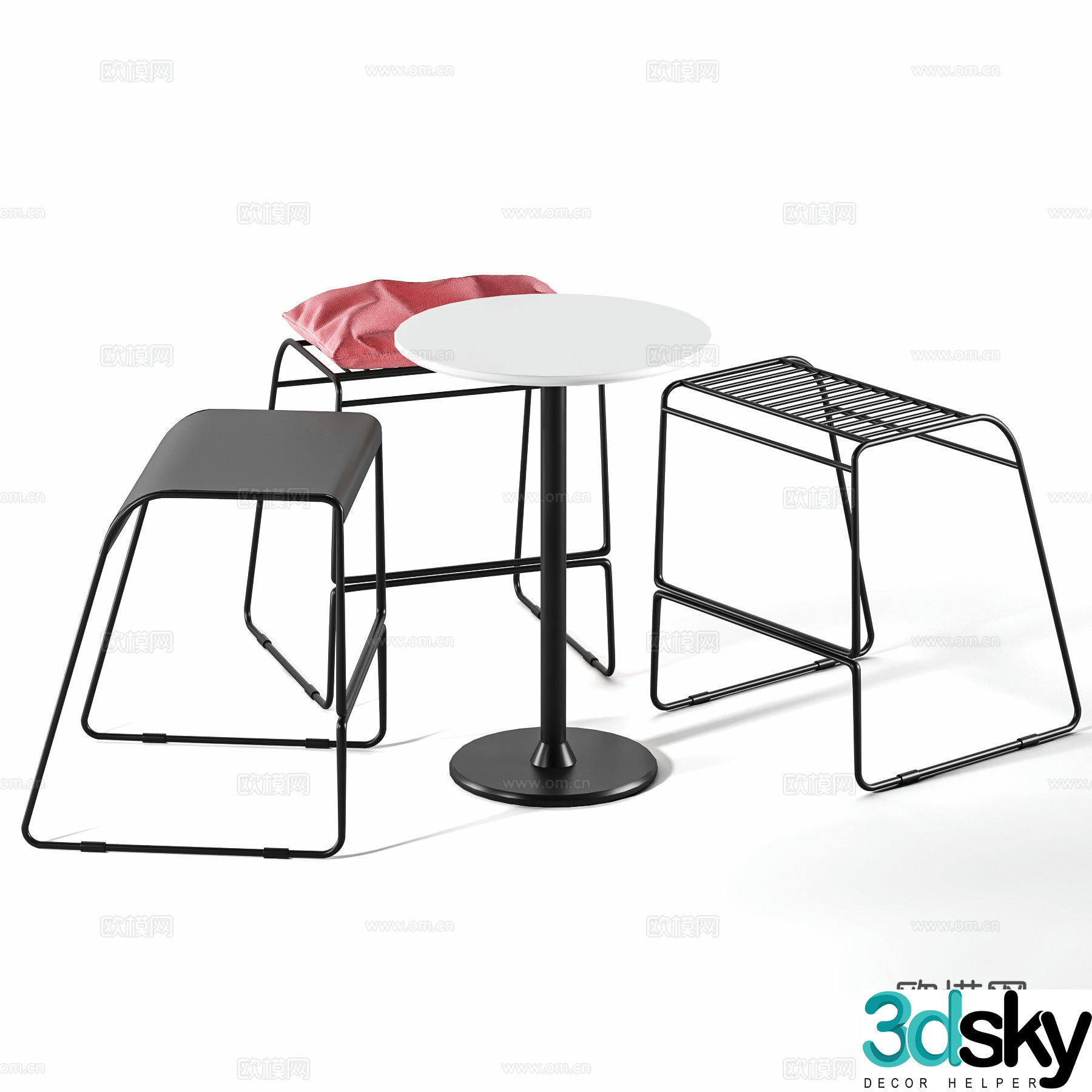 Modern casual table and chair negotiation table and chair 3D model