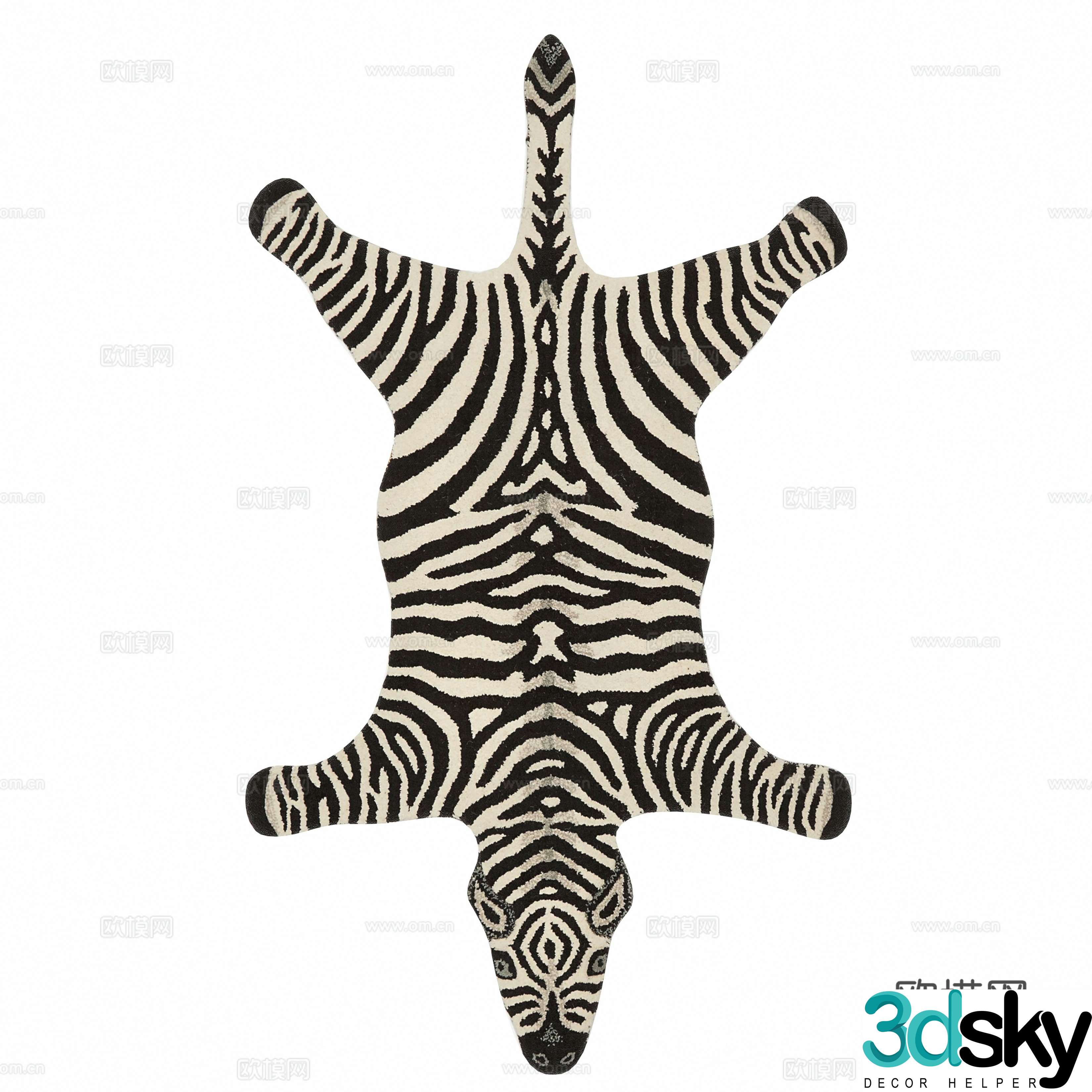 Animal fur carpet Zebra carpet 3d model