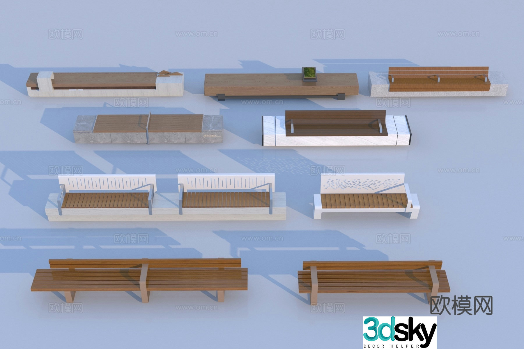 Modern outdoor chair bench landscape seat 3D model
