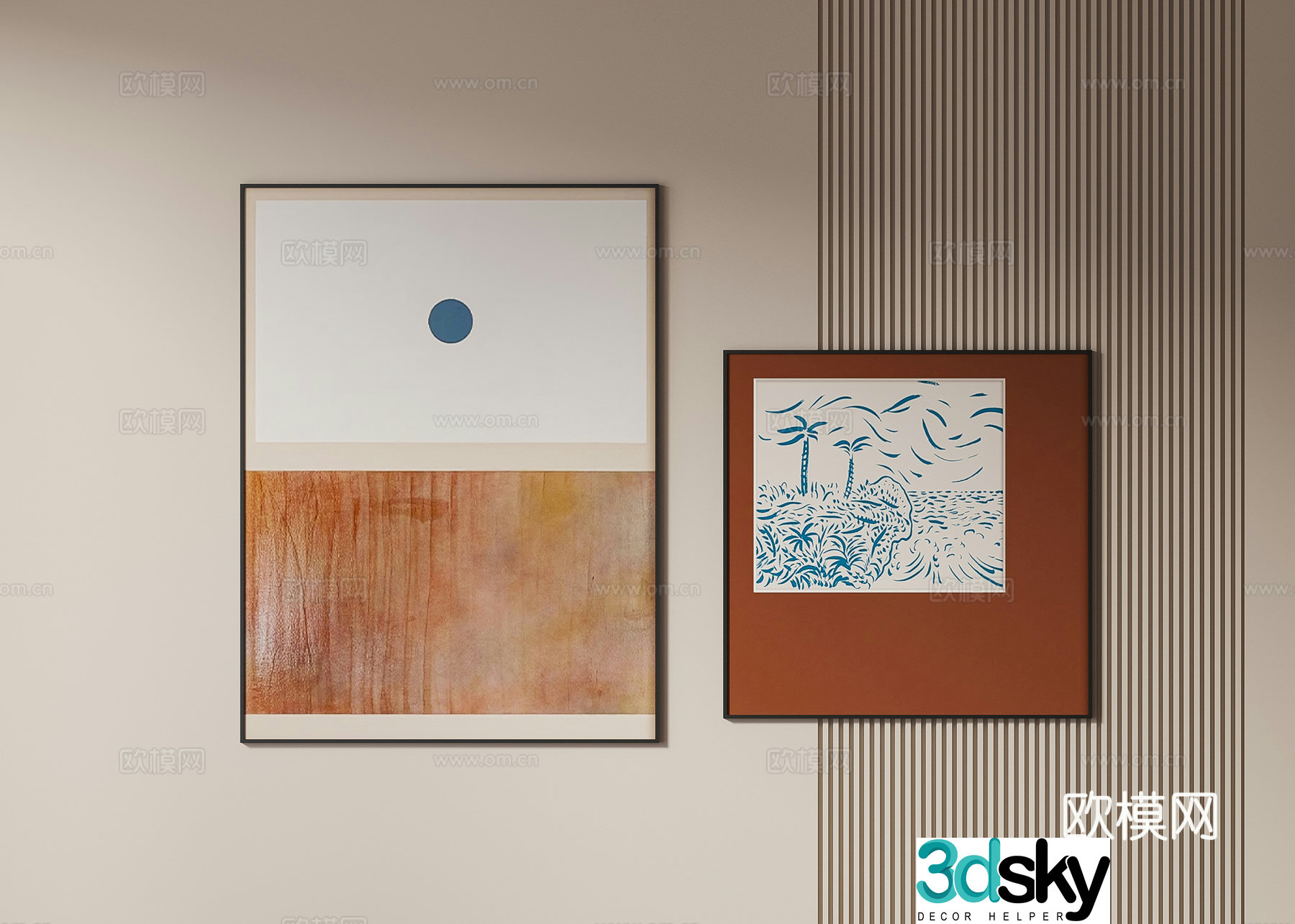 Medium style retro hanging painting 3d model
