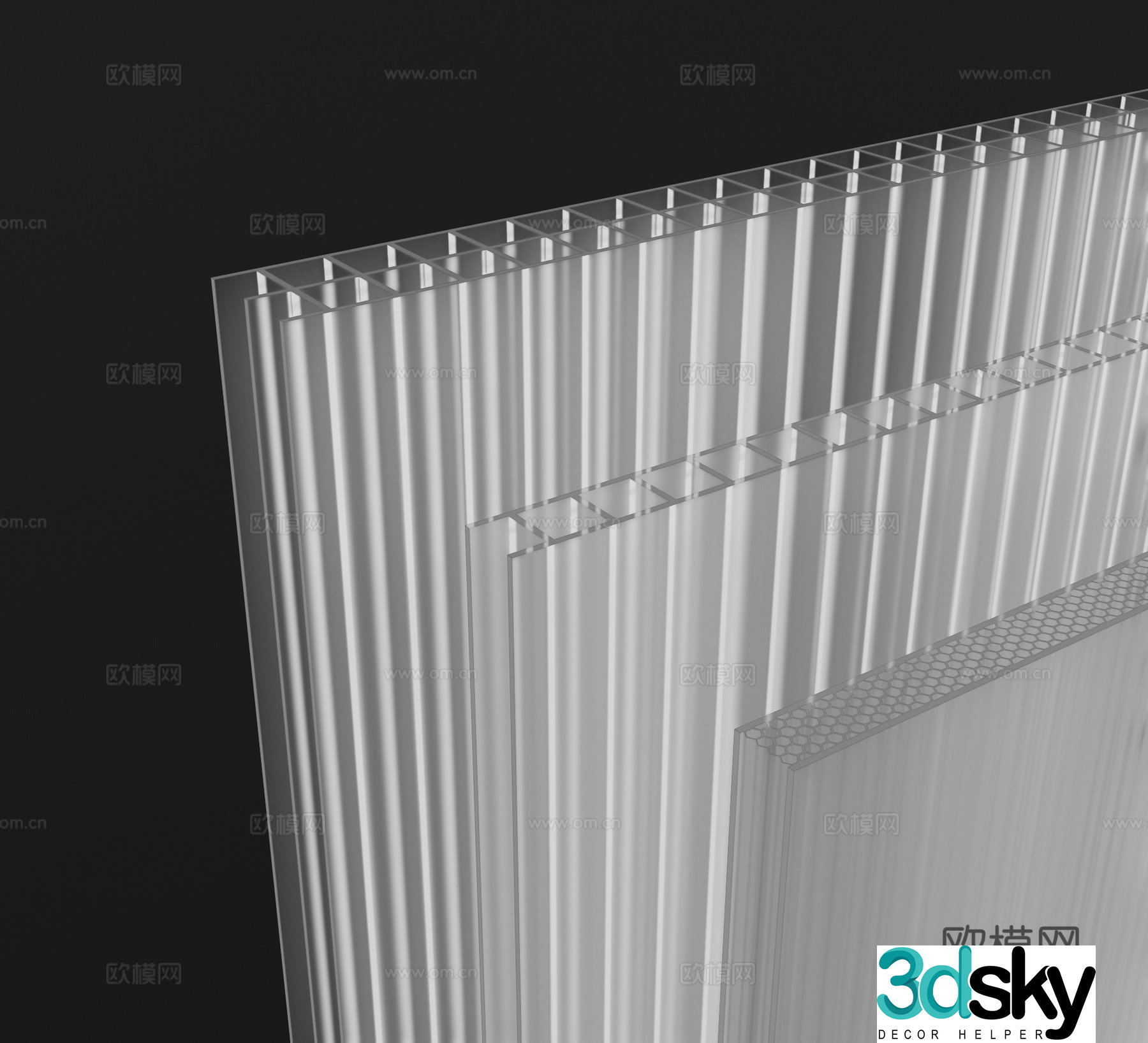 Building materials Daylighting board Honeycomb board Transparent tile Daylighting tile 3D model