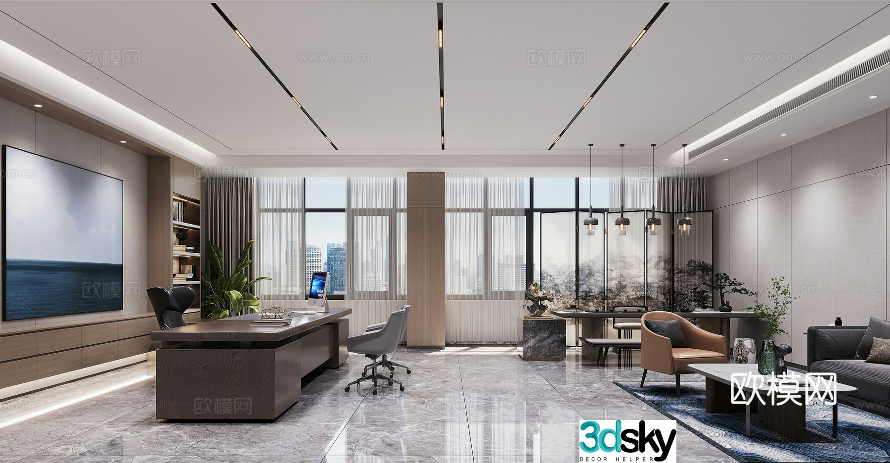 3D model of Hyundai General Manager’s Office reception room