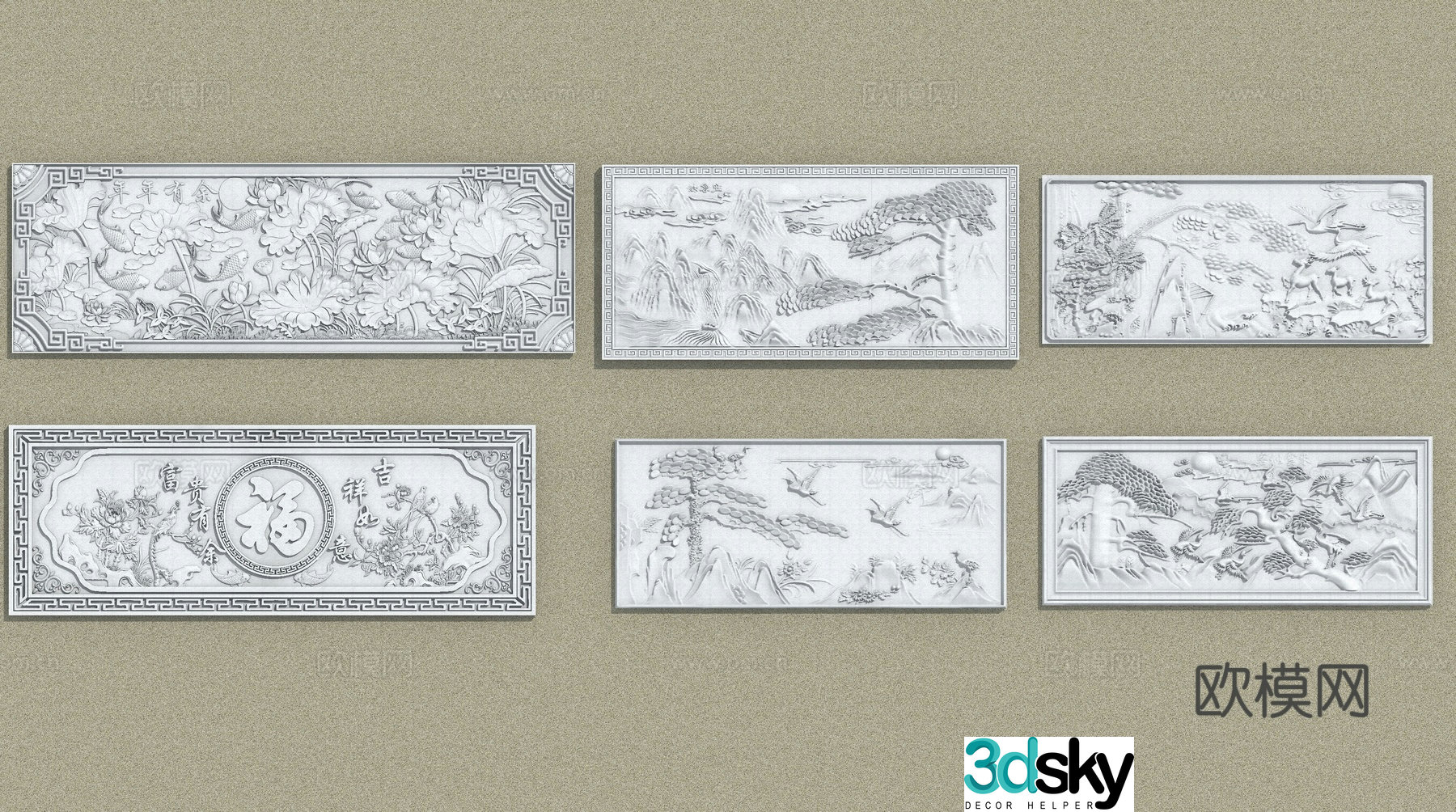 New Chinese relief Populus Arhat 3D model with fish every year