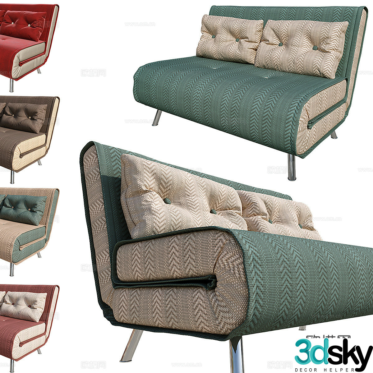 Nordic double sofa 3d model